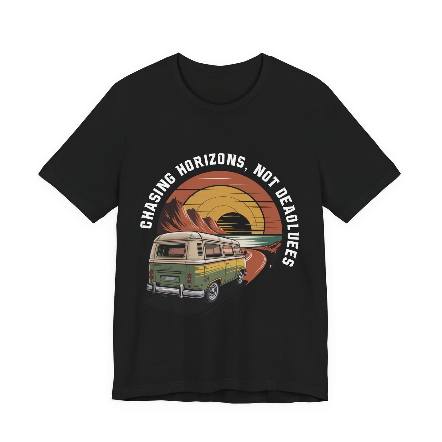 Chasing Horizons Vintage Camper Tee-Retro Van Unisex T-Shirt by Printify