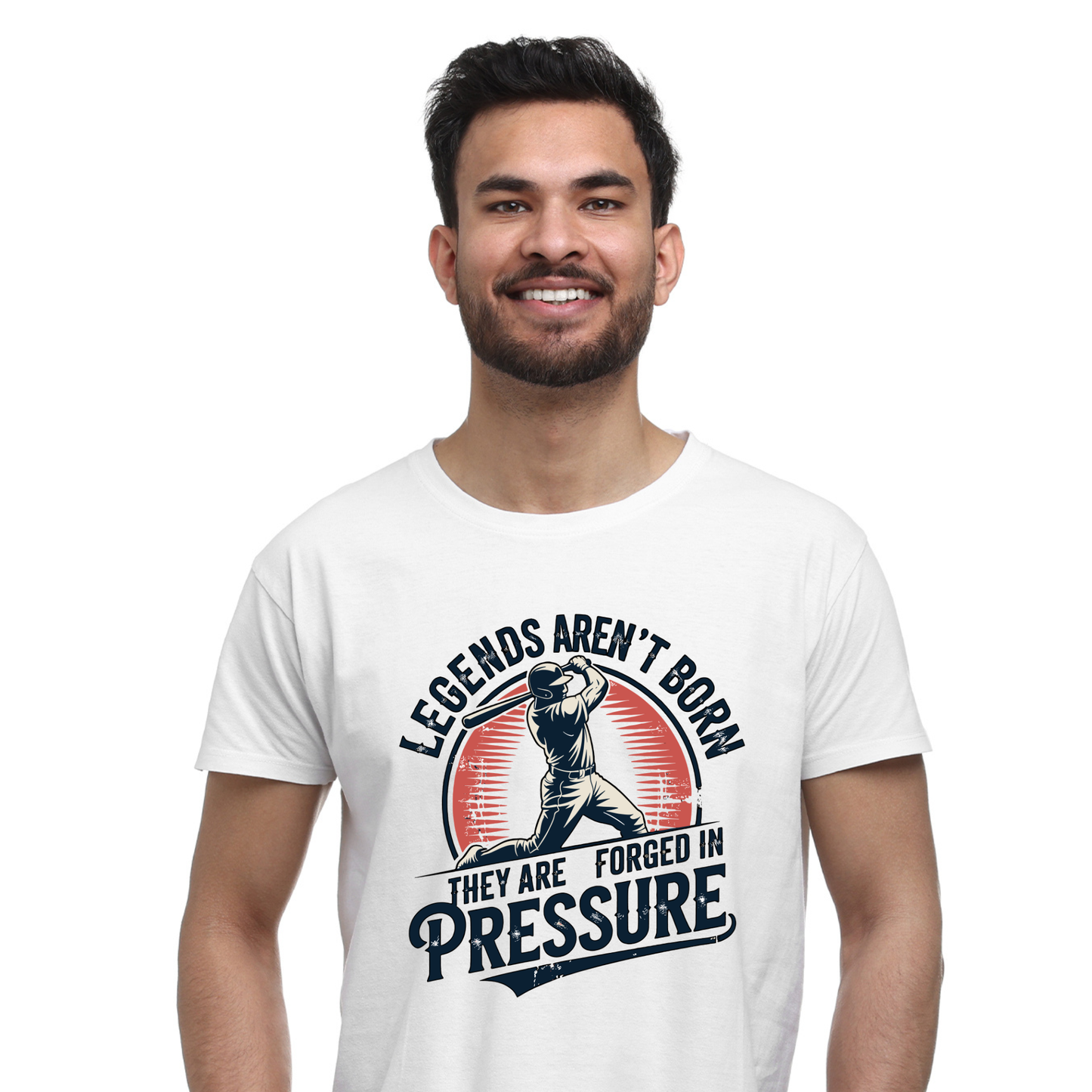 Legends Are Forged in Pressure Baseball T-Shirt | Motivational Sports Tee | Baseball Fan Gift