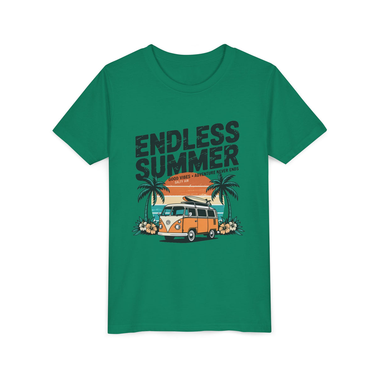 Youth Tee-"Endless Summer" Retro Camper Palm Tree Graphic Unisex T-Shirt by Printify