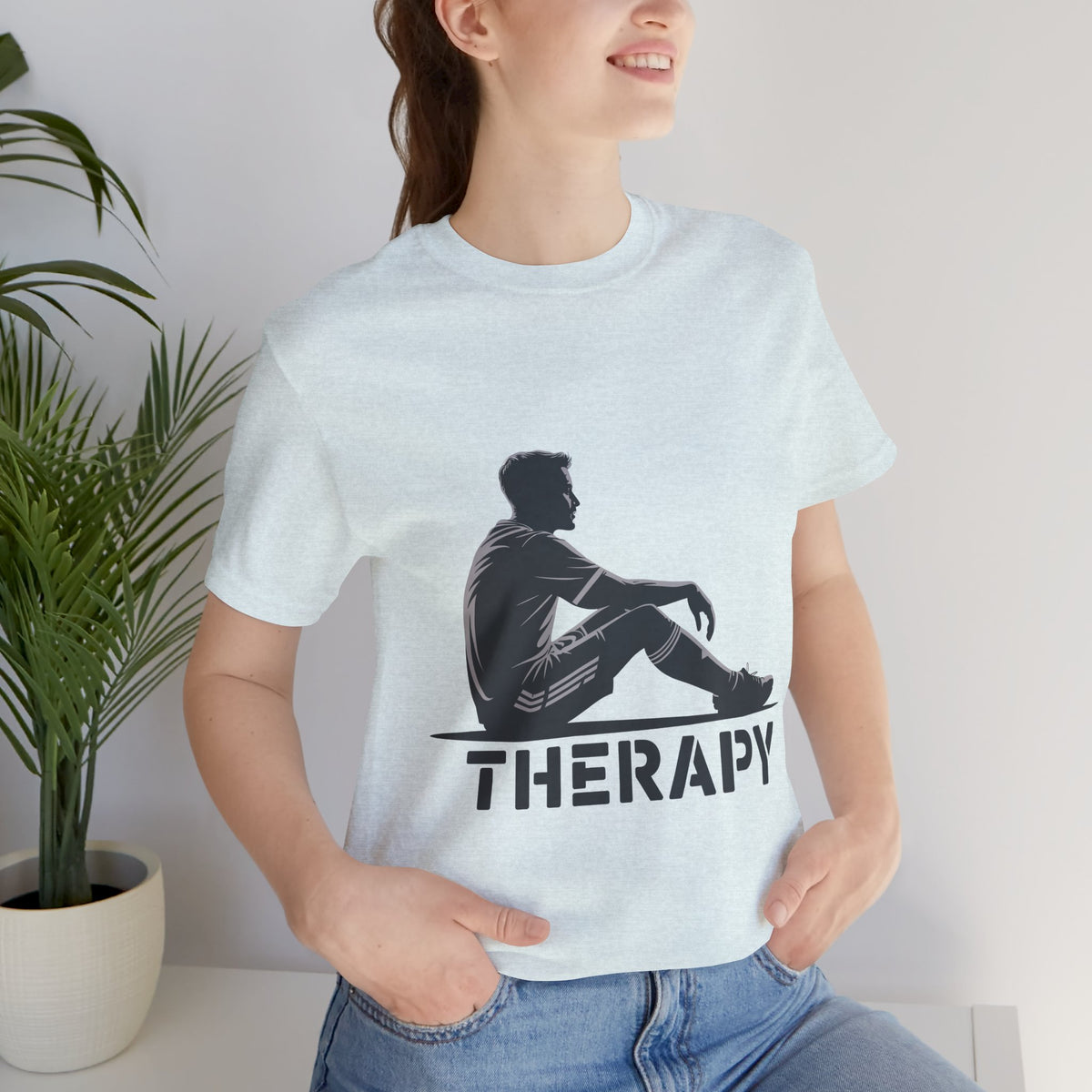 Therapy Silhouette Tee-Mental Health Awareness Graphic Unisex T-Shirt by Printify