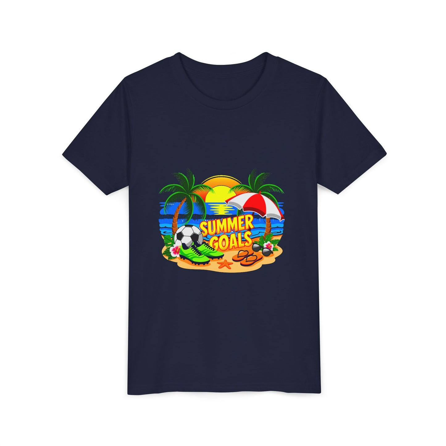 Youth Tee-'Summer Goals' Beach Graphic Kids Unisex T-Shirt by Printify