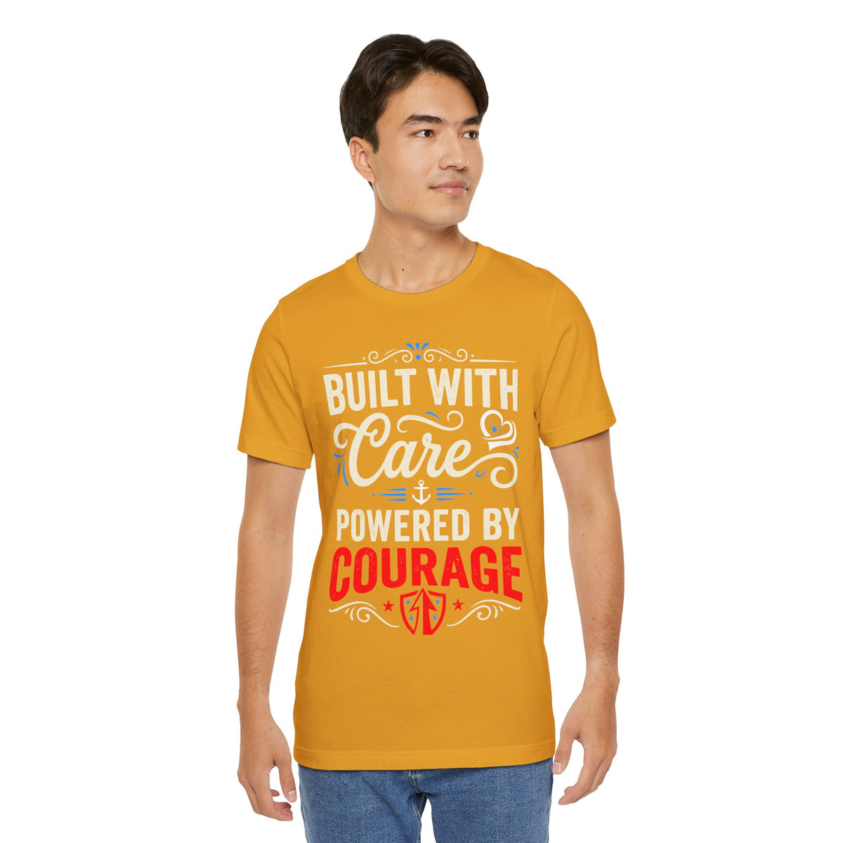 T-Shirt-"Built With Care, Powered By Courage" Inspirational Unisex T-shirt by Printify