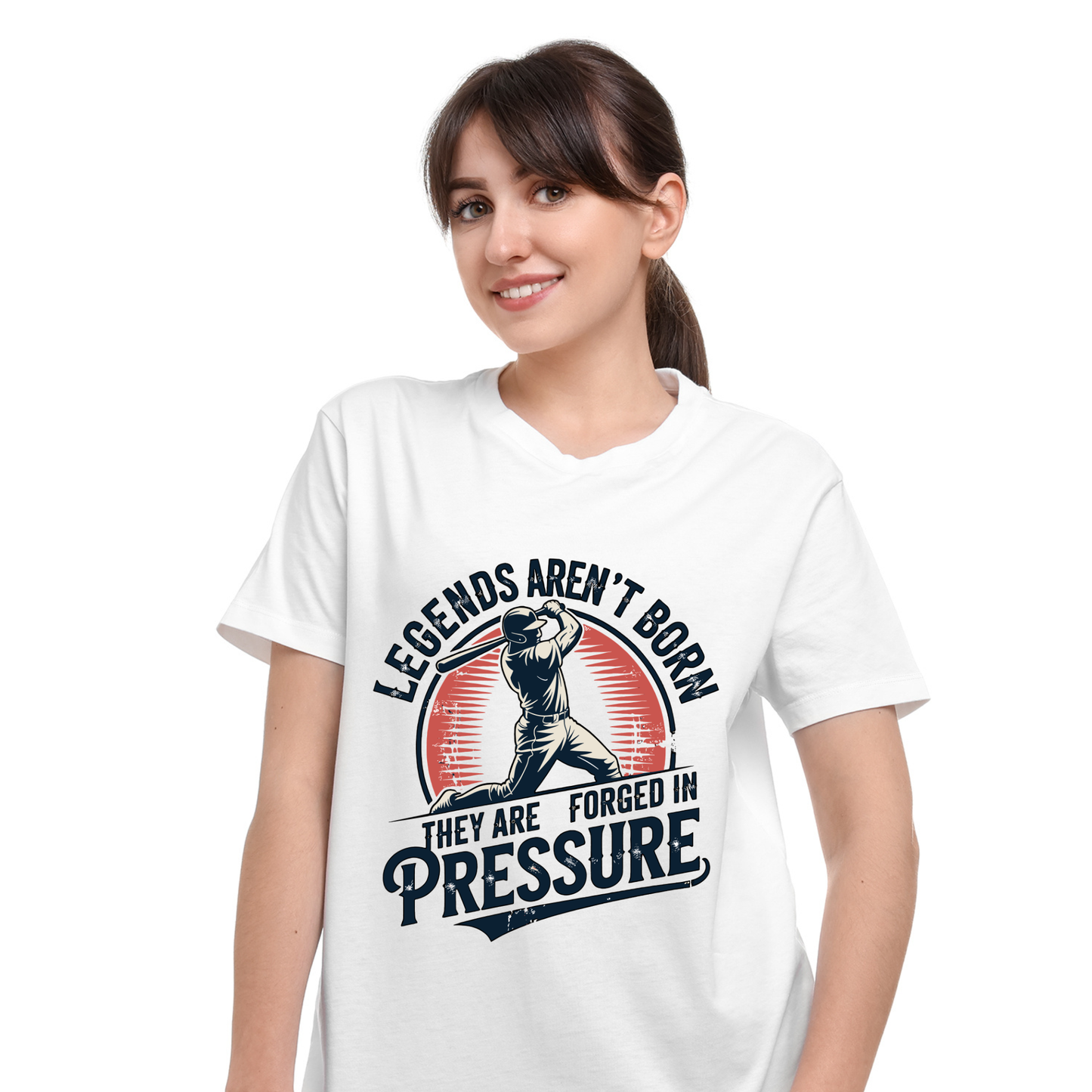 Legends Are Forged in Pressure Baseball T-Shirt | Motivational Sports Tee | Baseball Fan Gift