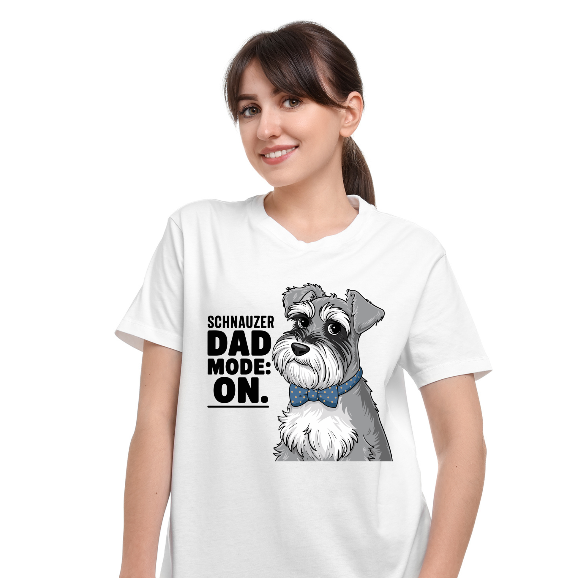 Schnauzer Dad Mode On T-Shirt | Schnauzer Dad Shirt | Funny Miniature Schnauzer Lover Gift Tee by Ortrends