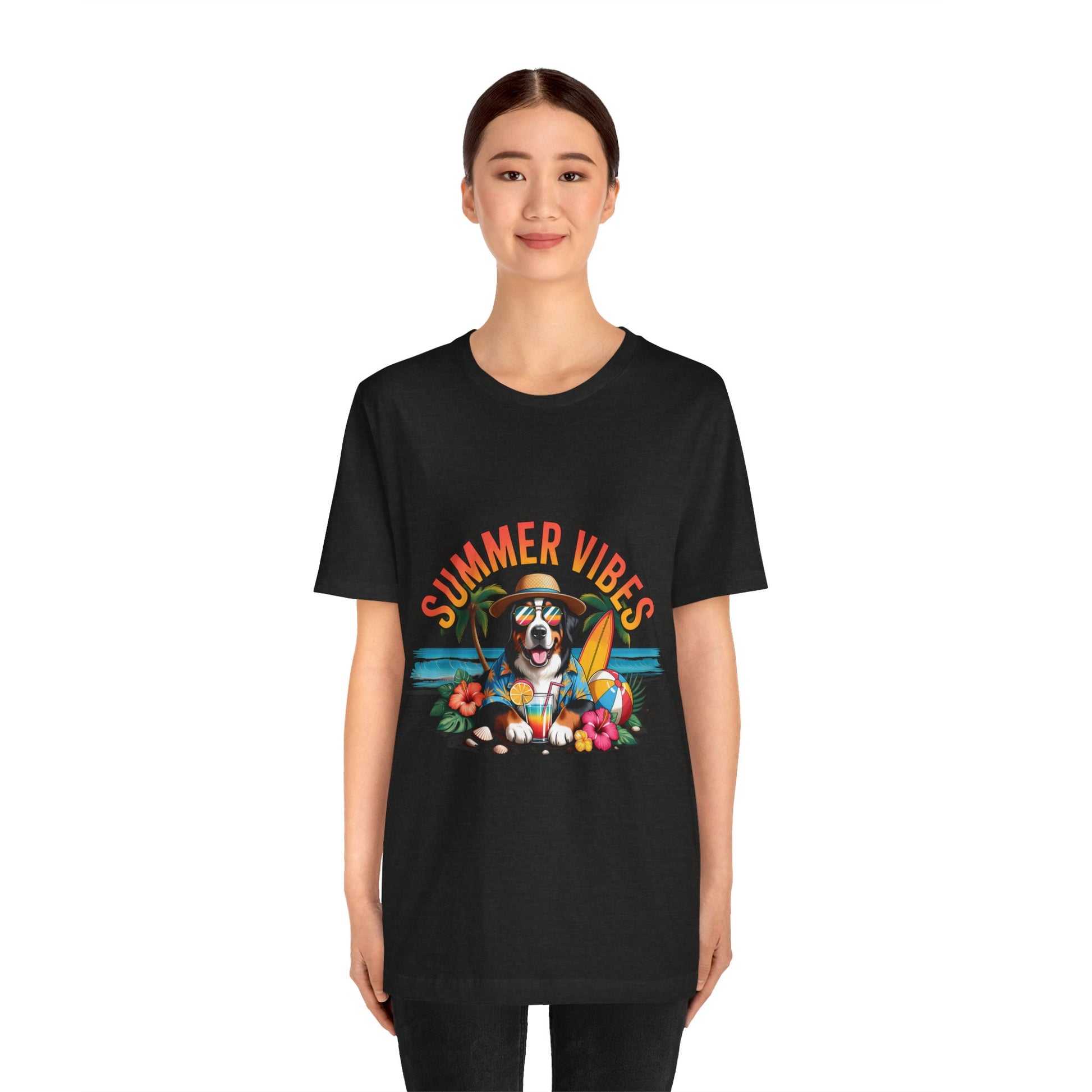 Summer Vibes Dog Tee - Cute Beach Puppy Graphic Unisex T-Shirt by Printify