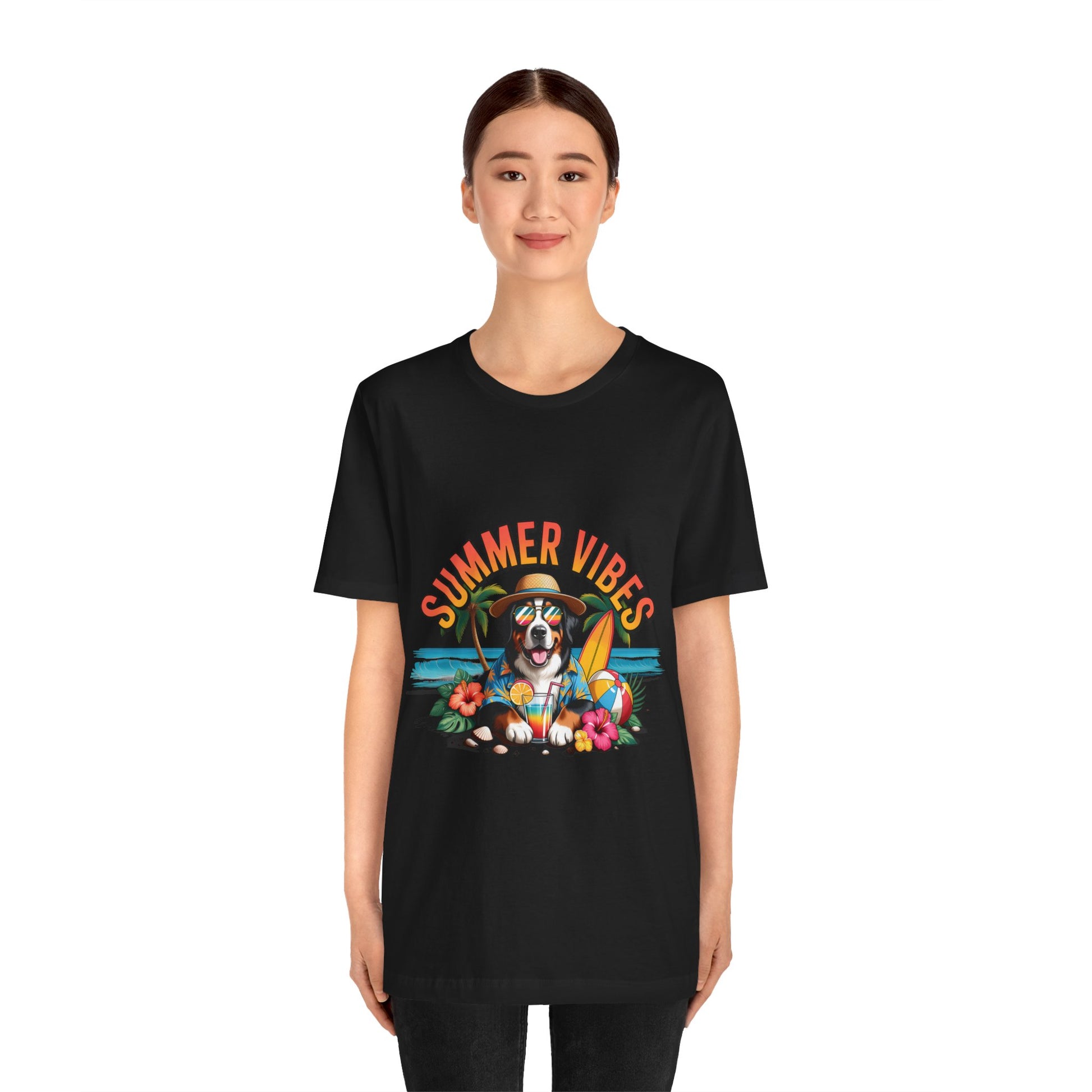 Summer Vibes Dog Tee - Cute Beach Puppy Graphic Unisex T-Shirt by Printify