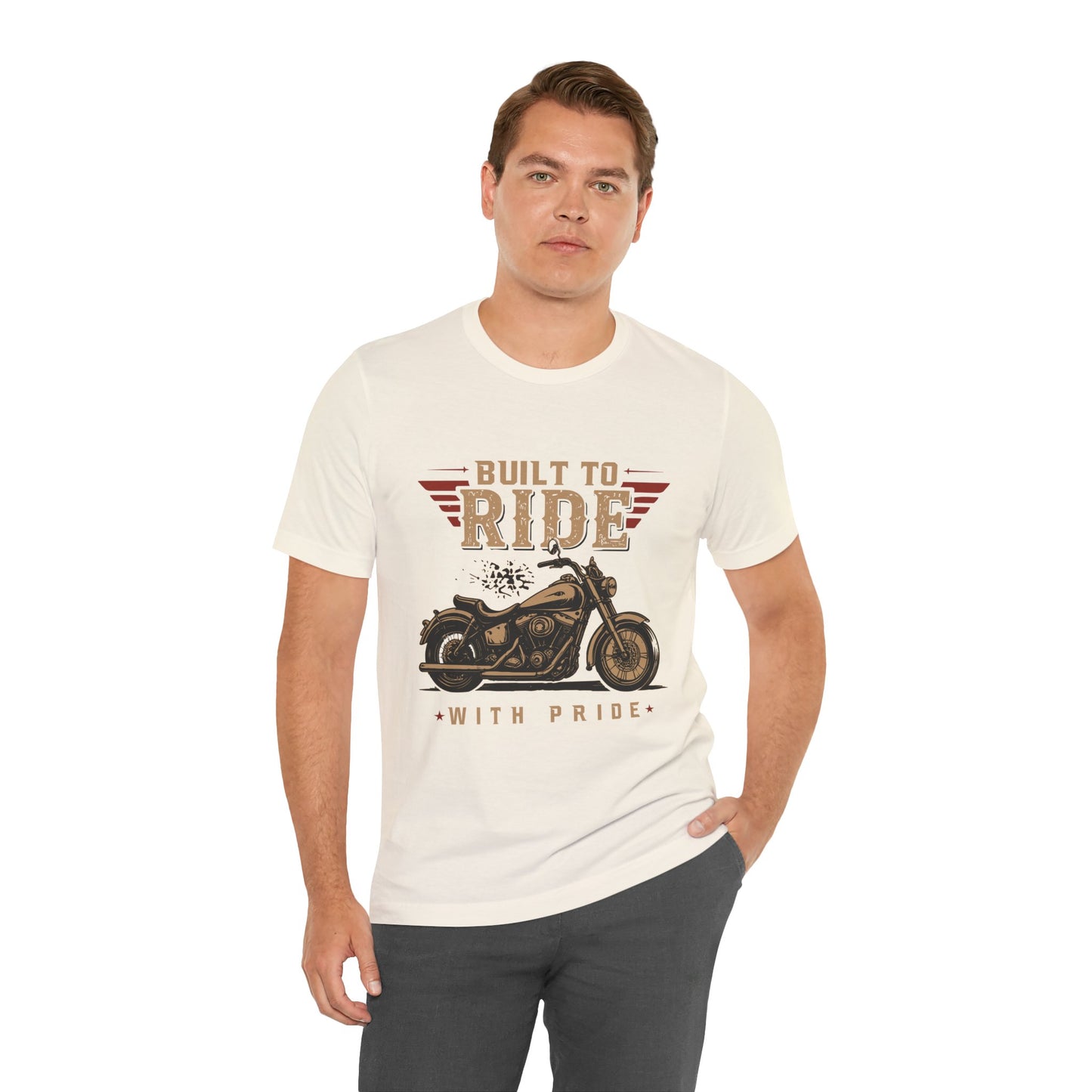 Built to Ride Motorcycle With Pride — Vintage Biker Unisex Shirt by Printify