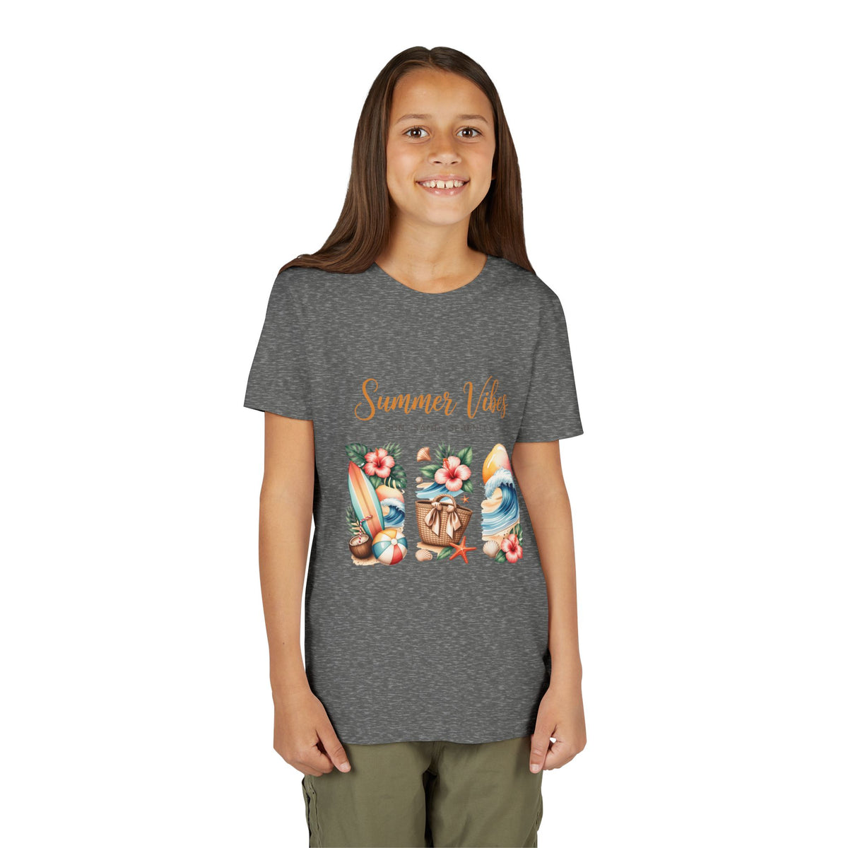 Youth Tee-"Summer Vibes" Watercolor Beach Graphic Unisex T-Shirt by Printify