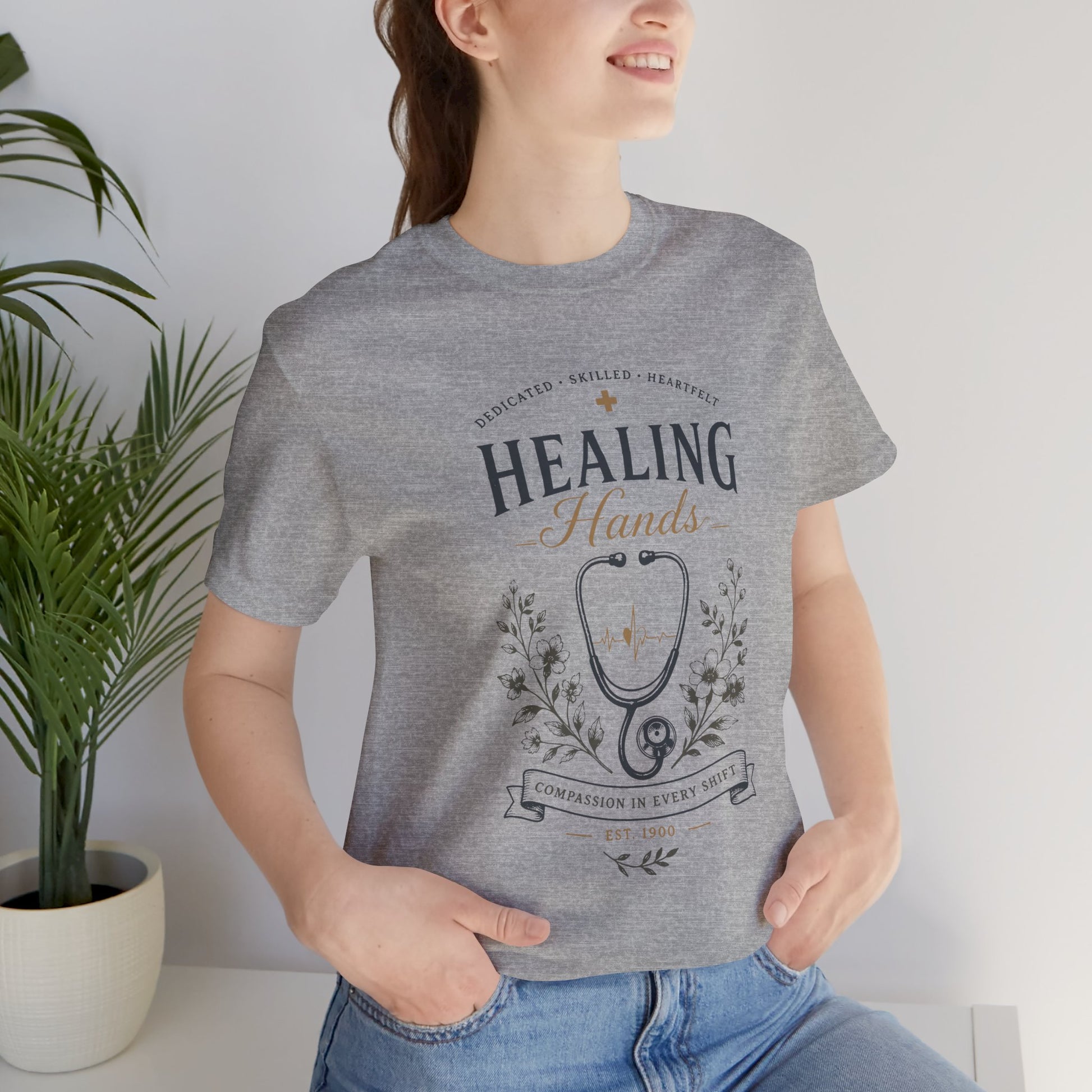 Healing Hands T-Shirt-Compassionate Care Nurse Unisex T-Shirt by Printify