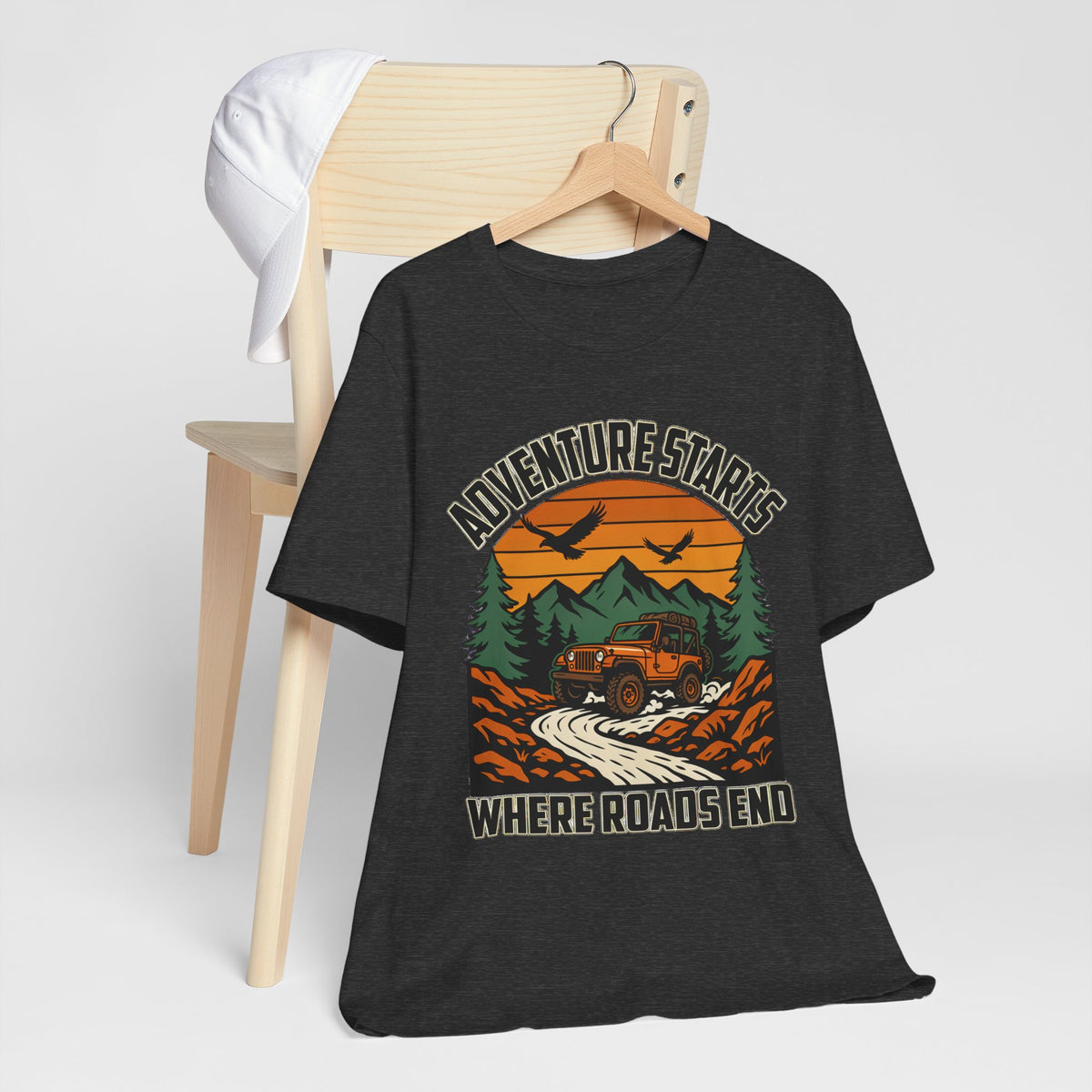 Adventure Starts Where Roads End Off-Road Unisex T-Shirt by Printify