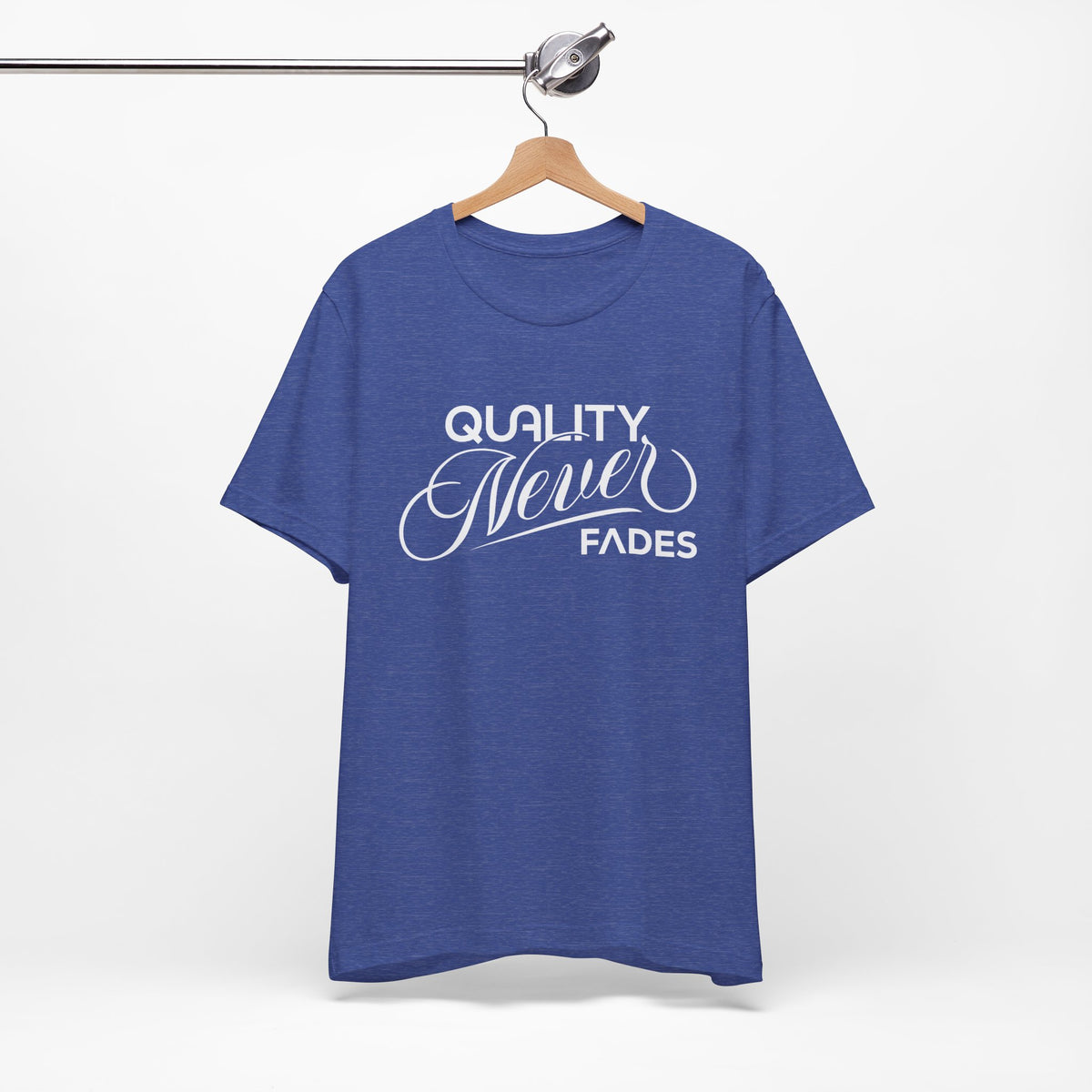 Quality Never Fades Vintage Script Tee - Premium Typographic Streetwear Unisex T-Shirt by Printify