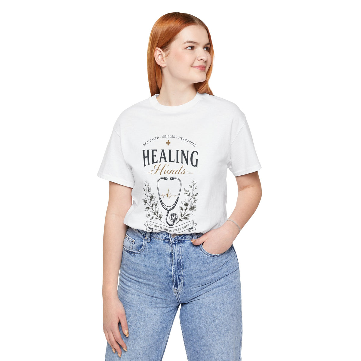 Healing Hands T-Shirt-Compassionate Care Nurse Unisex T-Shirt by Printify