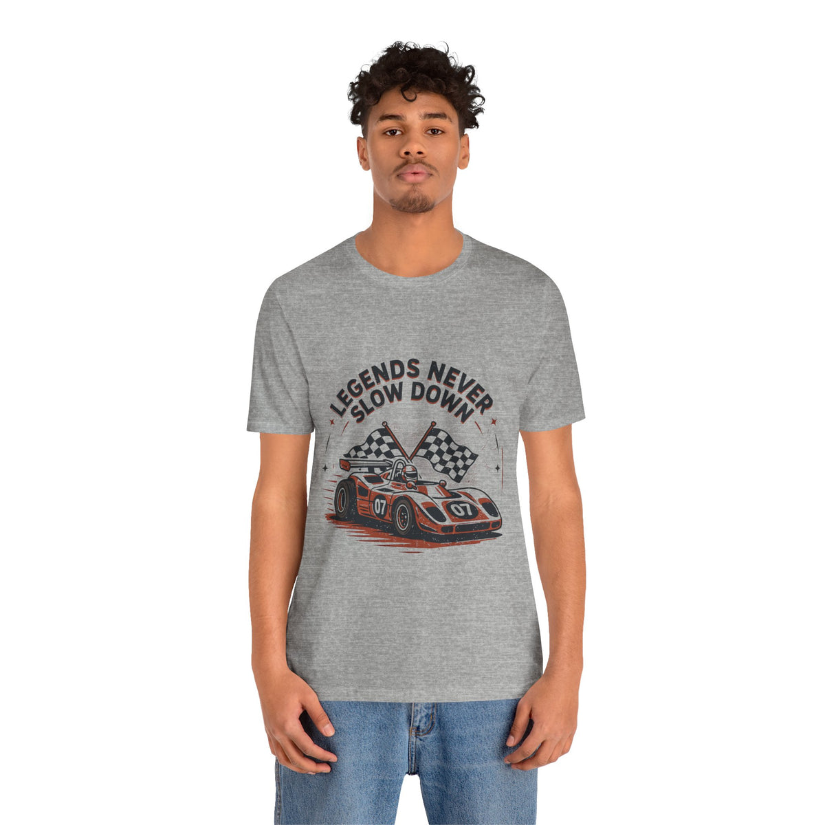 Legends Never Slow Down Racing Tee — Vintage Race Car Graphic Unisex T-Shirt by Printify