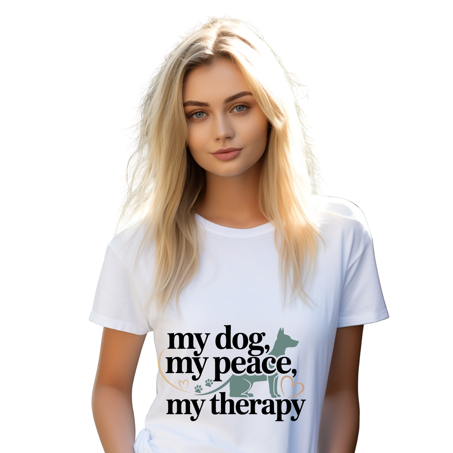 My Dog My Peace My Therapy T-Shirt  Cute Dog Mom Shirt  Pet Lover Gift
