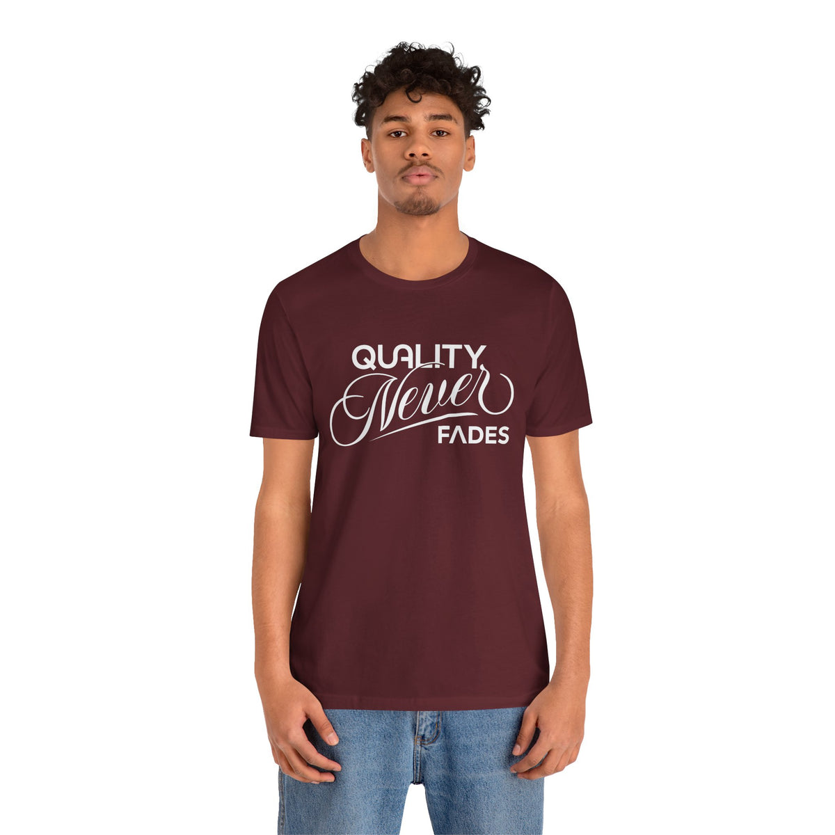 Quality Never Fades Vintage Script Tee - Premium Typographic Streetwear Unisex T-Shirt by Printify