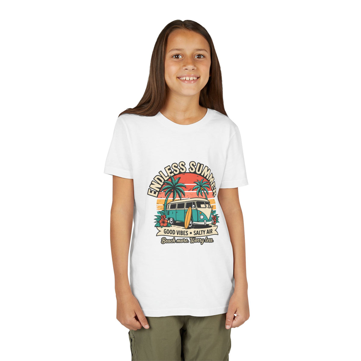 Youth Tee - "Endless Summer" Retro Van Beach Unisex T-Shirt by Printify