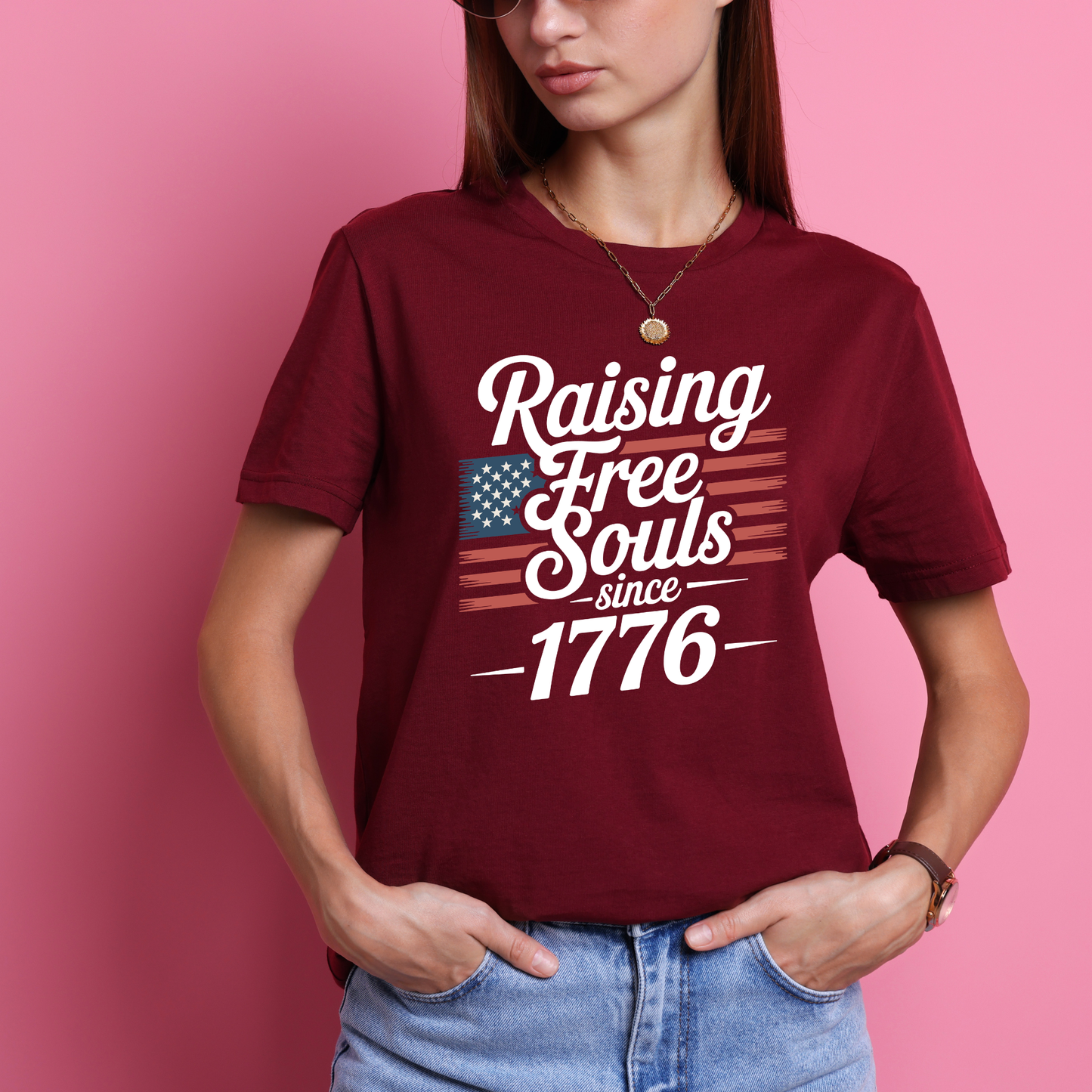 Raising Free Souls Since 1776 T-Shirt | Patriotic USA Shirt | 4th of July Tee