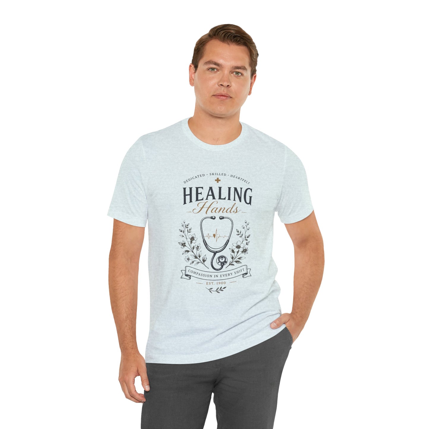 Healing Hands T-Shirt-Compassionate Care Nurse Unisex T-Shirt by Printify