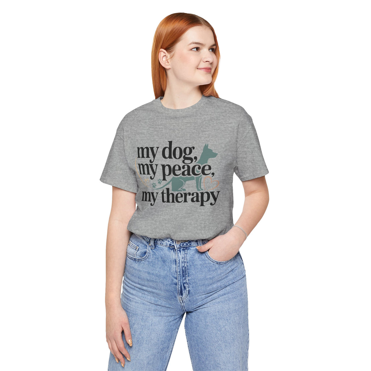 My Dog My Peace My Therapy Unisex T-Shirt | Dog Mom Shirt | Cute Pet Lover