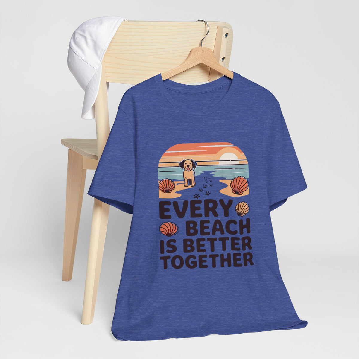 Every Beach Is Better Together T-Shirt-Cute Dog Beach Sunset Unisex Tee by Printify