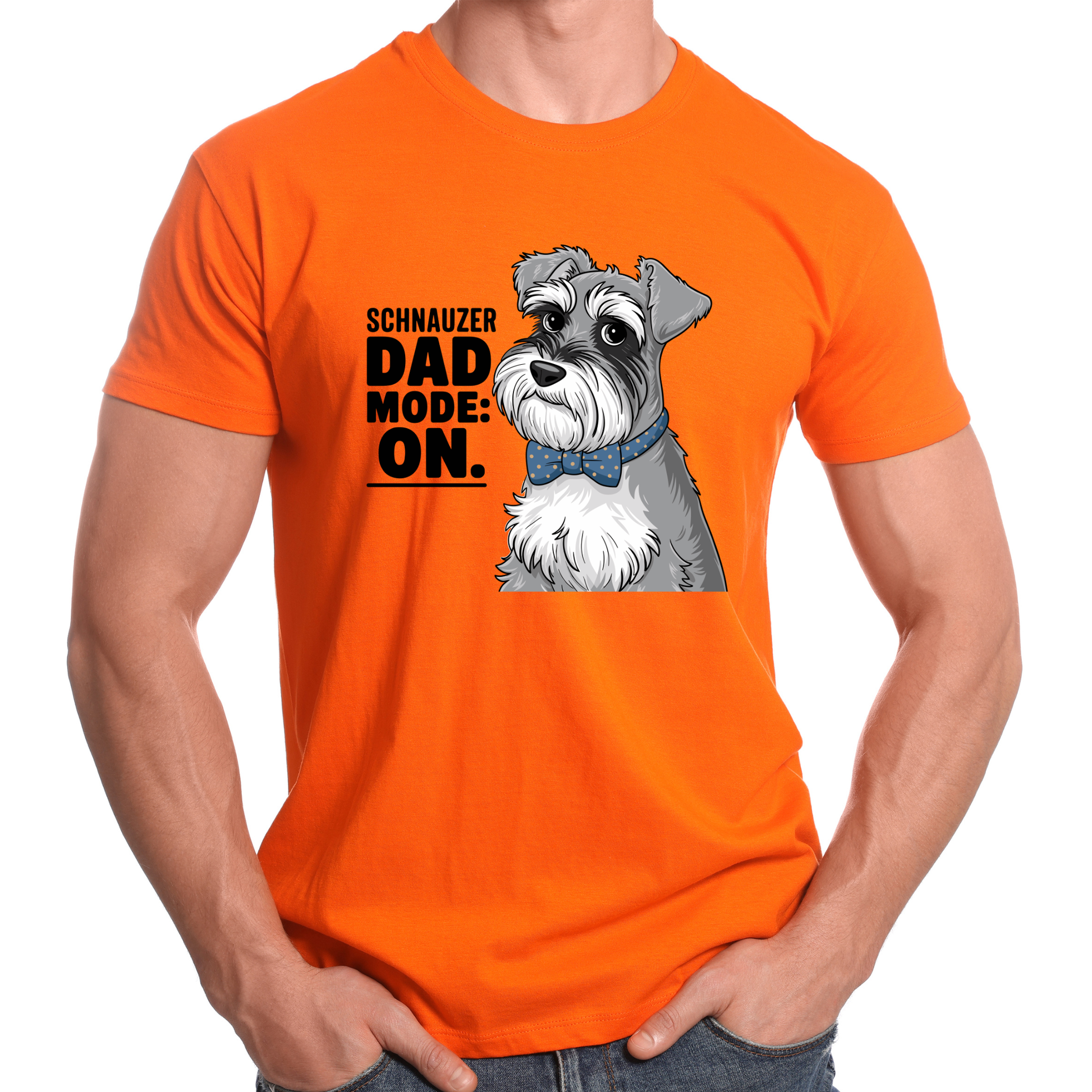 Schnauzer Dad Mode On T-Shirt | Schnauzer Dad Shirt | Funny Miniature Schnauzer Lover Gift Tee by Ortrends