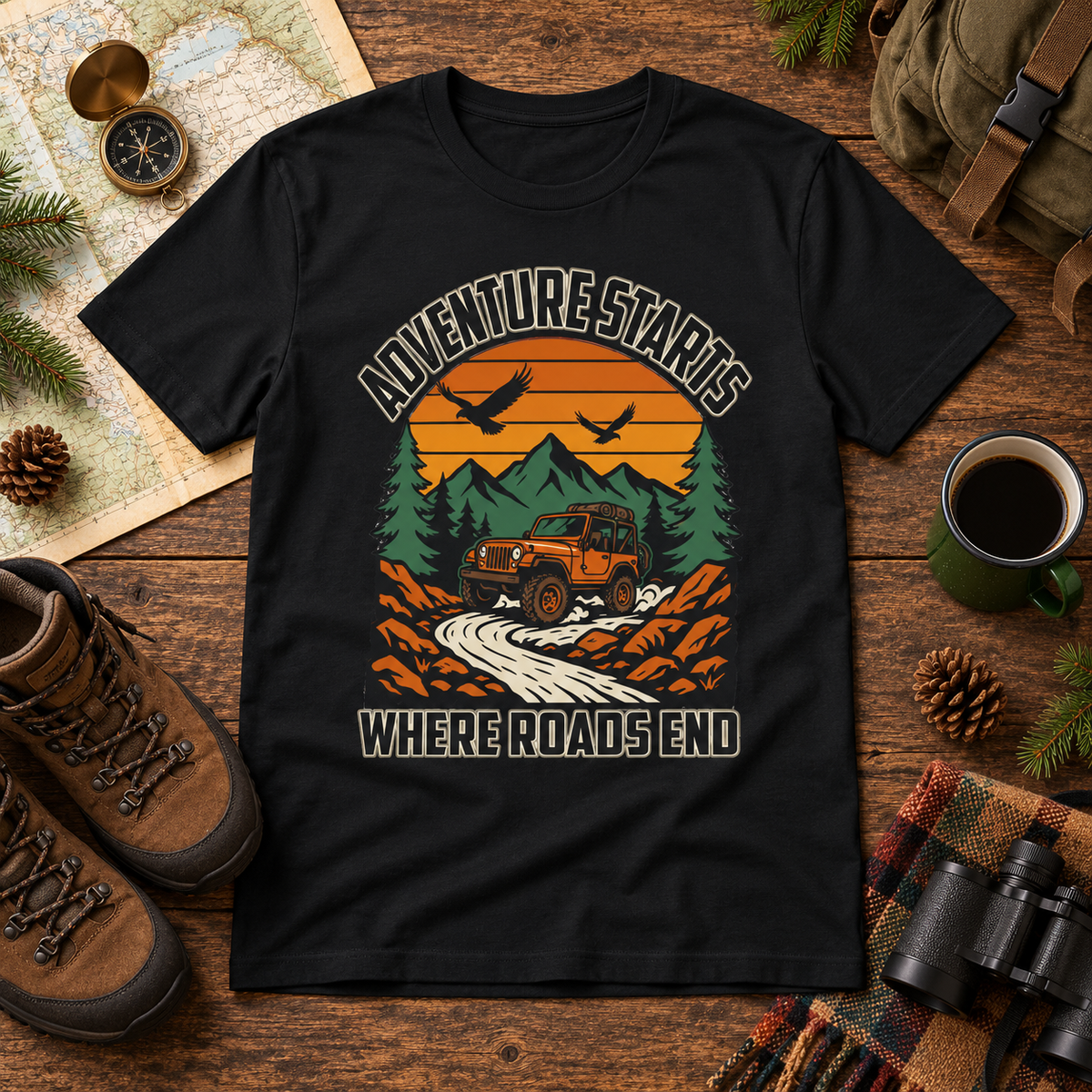 La aventura comienza donde terminan los caminos Camiseta Off-Road | Ortrends