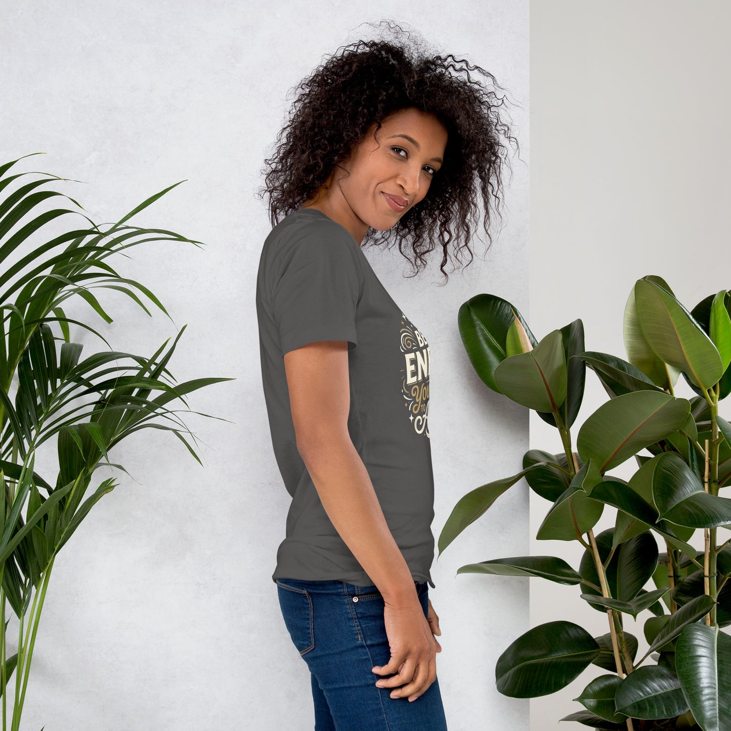 Women's inspirational cotton t-shirt reading Be the Energy You Want to Attract, mindset graphic tee