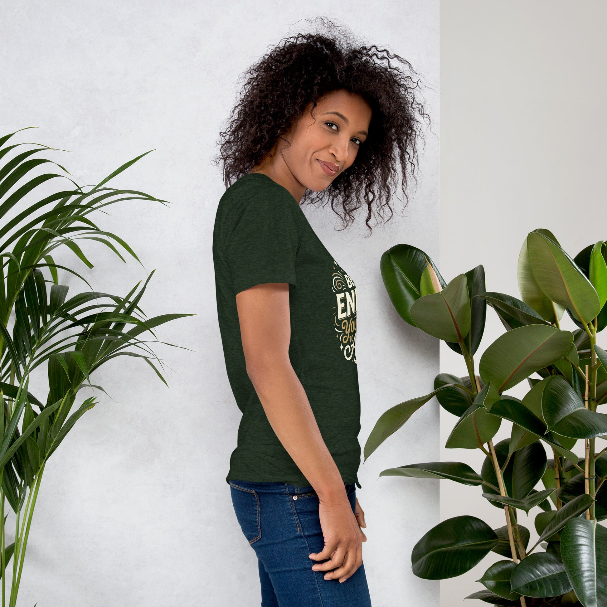 Women's inspirational cotton t-shirt reading Be the Energy You Want to Attract, mindset graphic tee