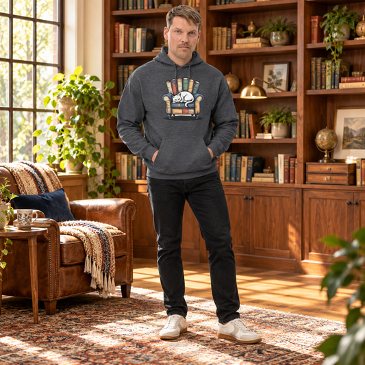 Book Lover Cat Hoodie | Cozy Reading Cat Unisex Hoodie | Cute Literary Gift for Readers & Cat Lovers