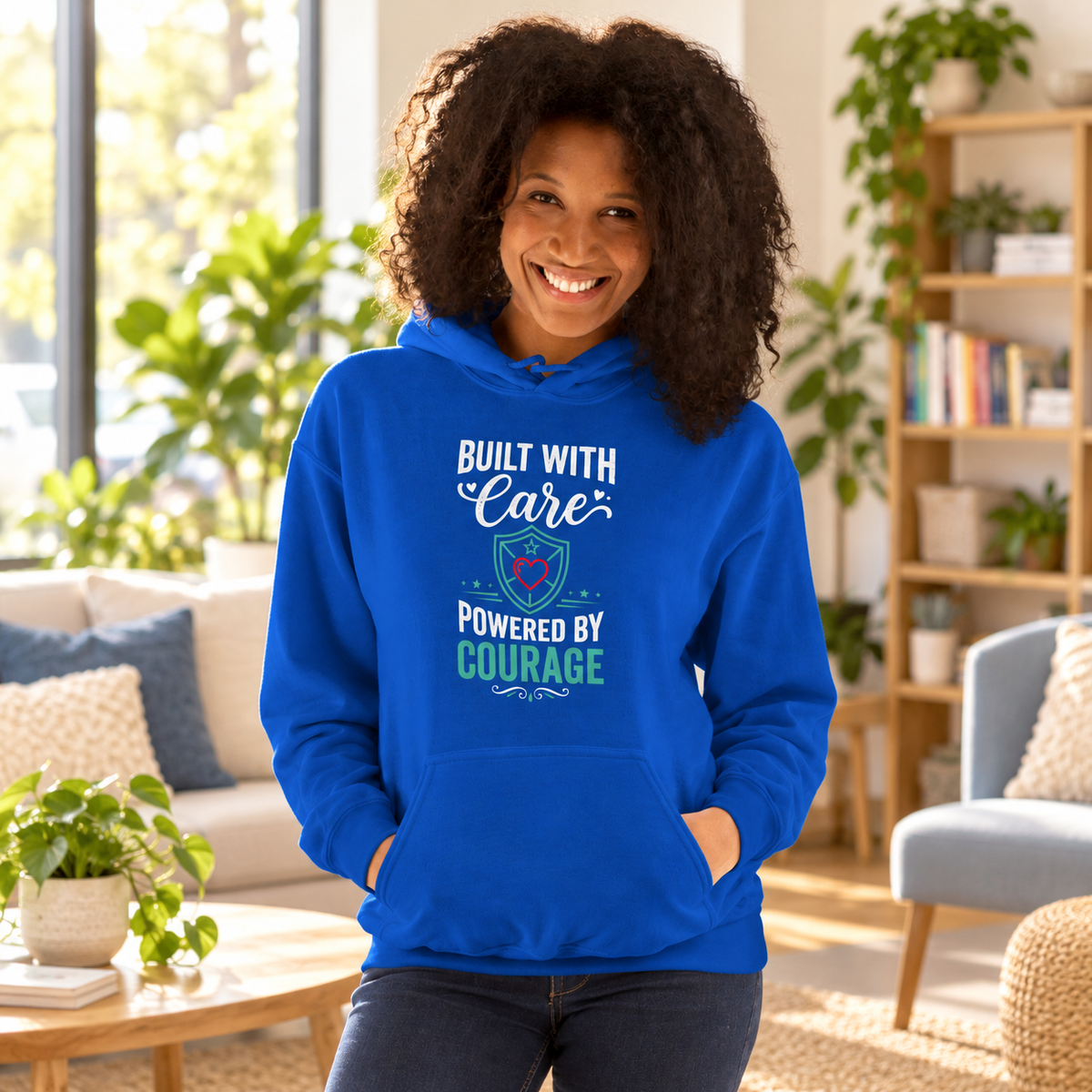 Built With Care Powered By Courage Unisex Hoodie | Inspirational Nurse Hoodie | Healthcare Worker Appreciation Gift