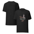 White women's t-shirt with Yoga Mom Life graphic design, soft cotton tee for moms who love yoga