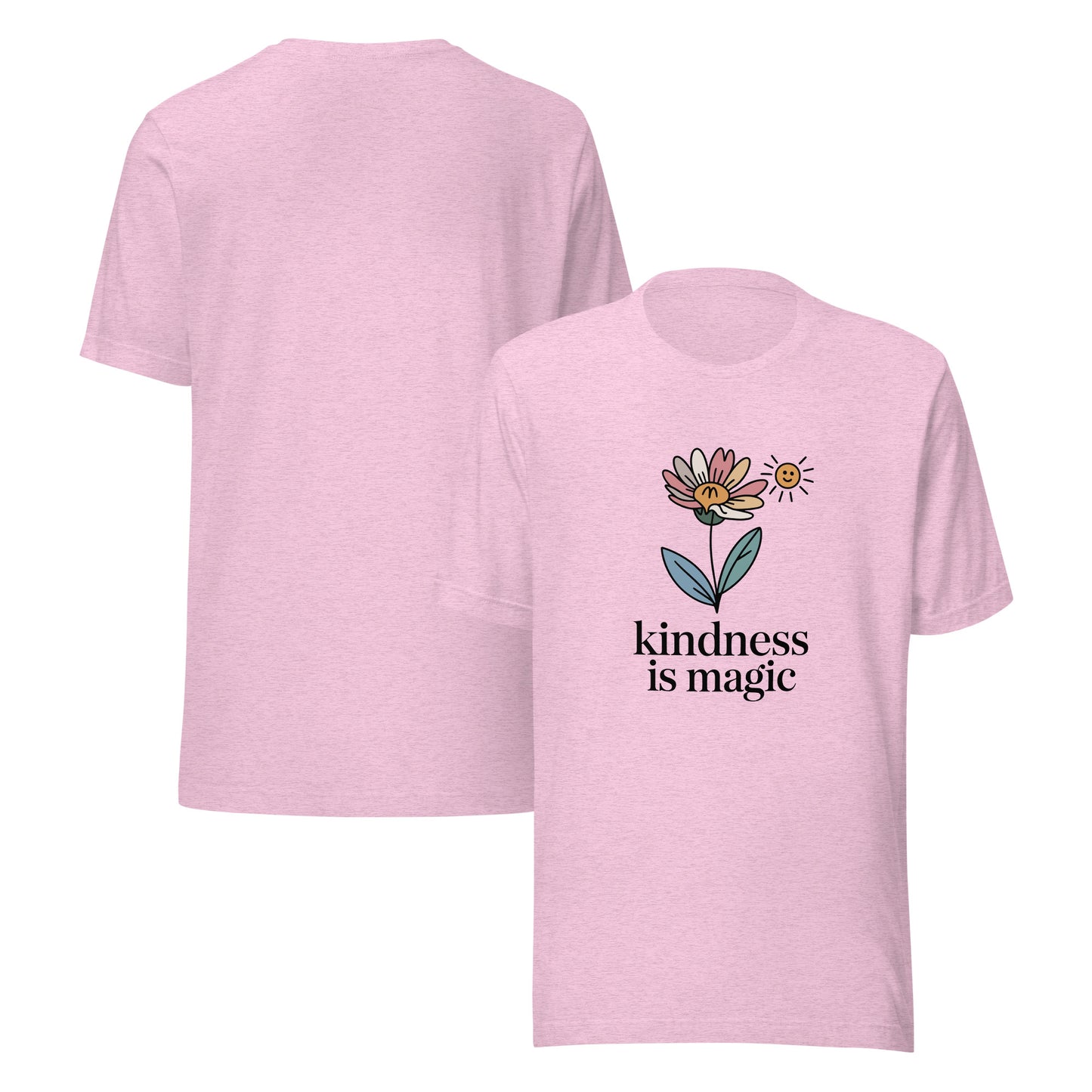 Unisex cotton t-shirt reading Kindness is Magic, whimsical inspirational graphic tee 