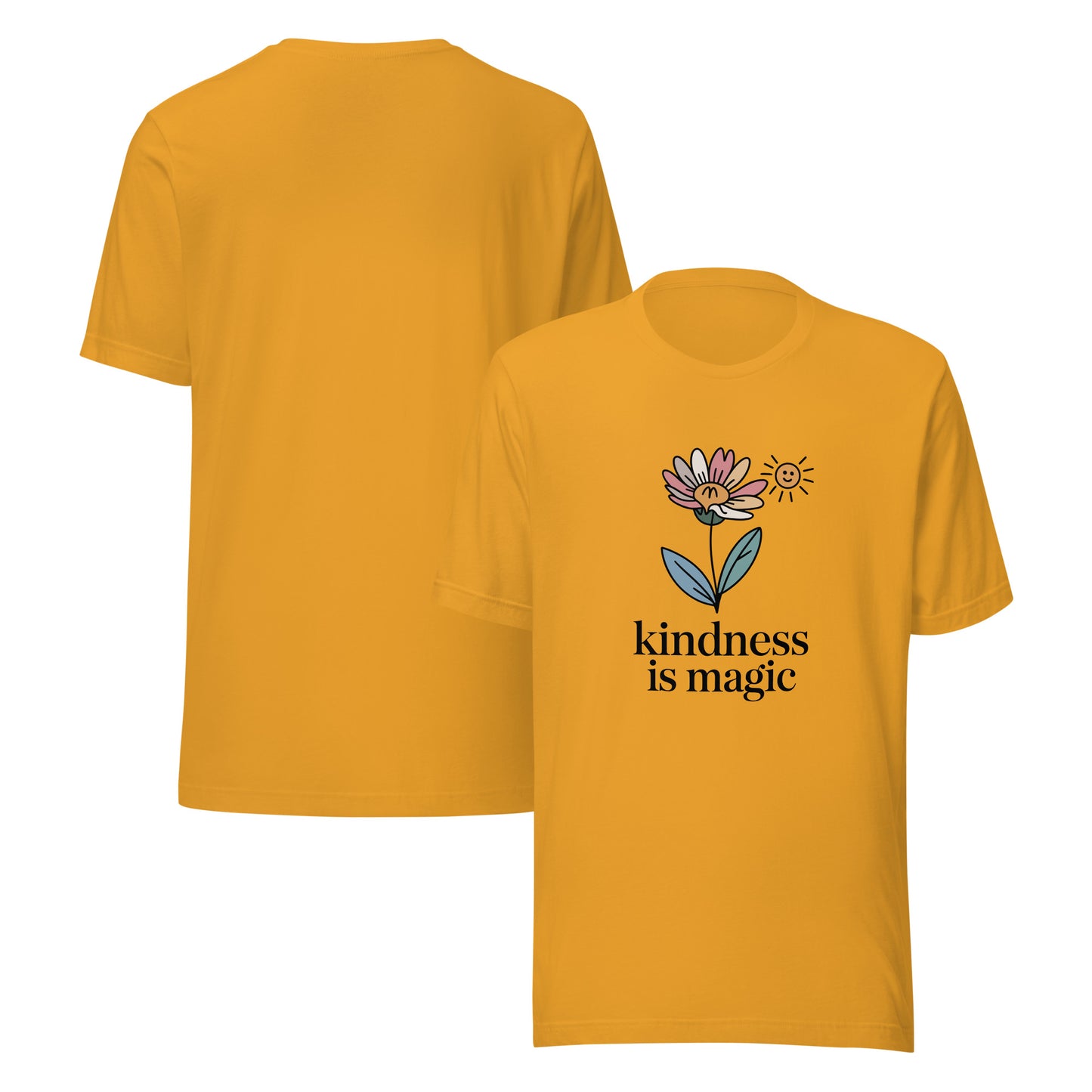 Unisex cotton t-shirt reading Kindness is Magic, whimsical inspirational graphic tee 