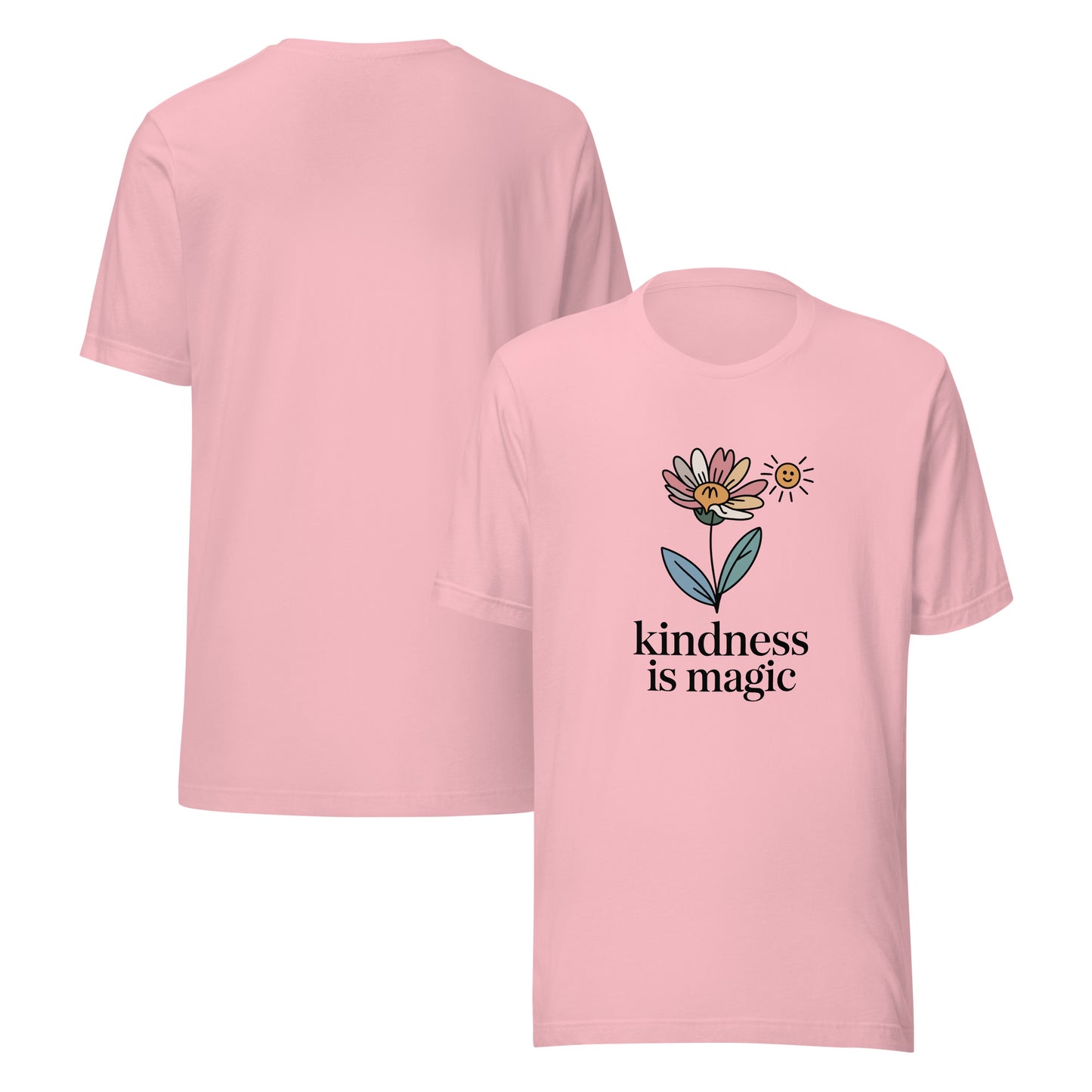 Unisex cotton t-shirt reading Kindness is Magic, whimsical inspirational graphic tee 