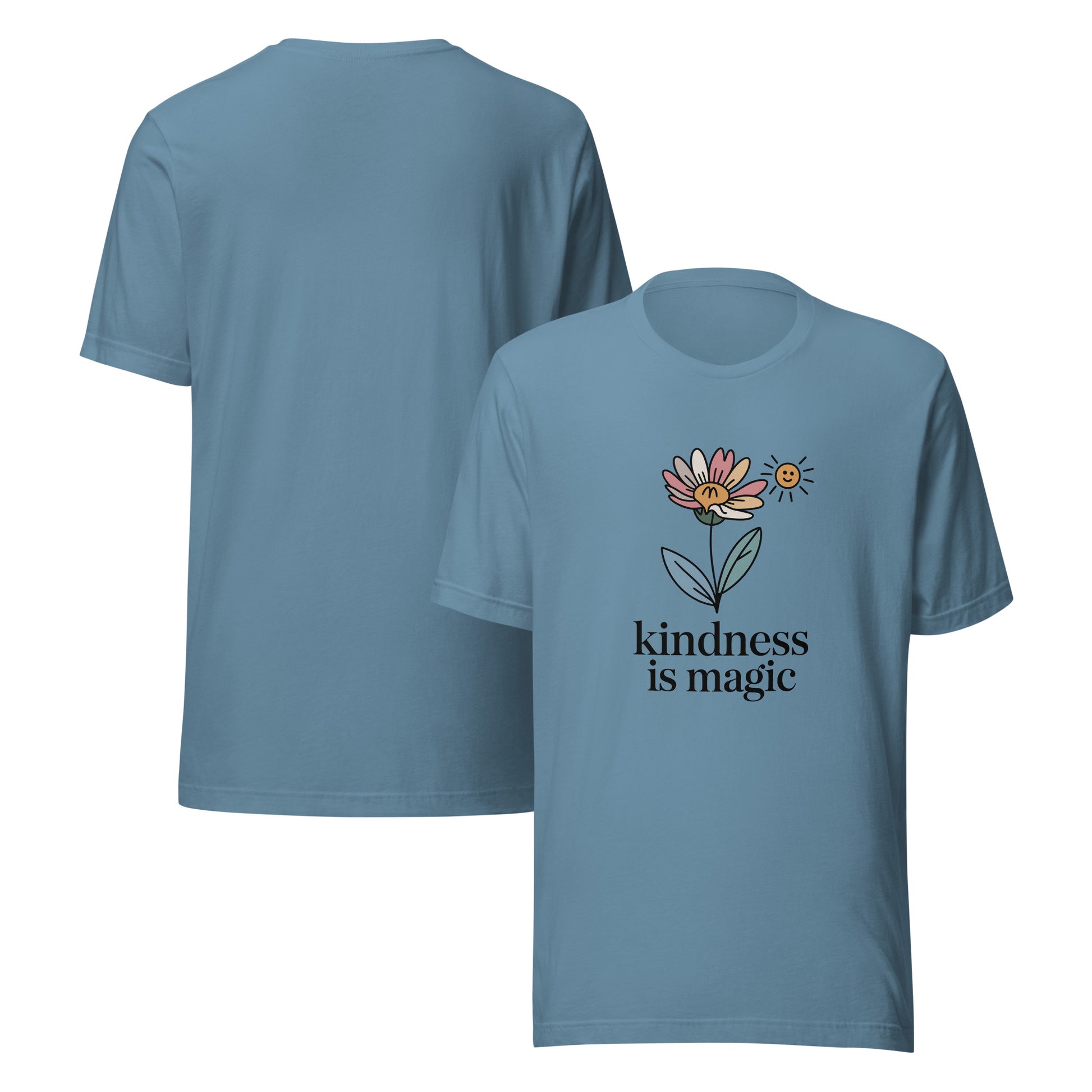 Unisex cotton t-shirt reading Kindness is Magic, whimsical inspirational graphic tee 