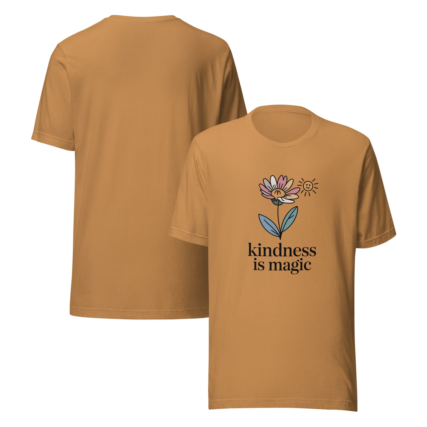 Unisex cotton t-shirt reading Kindness is Magic, whimsical inspirational graphic tee 