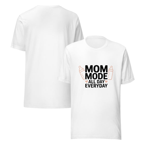 Unisex graphic tee reading Mom Mode All Day Everyday, funny cotton shirt for moms