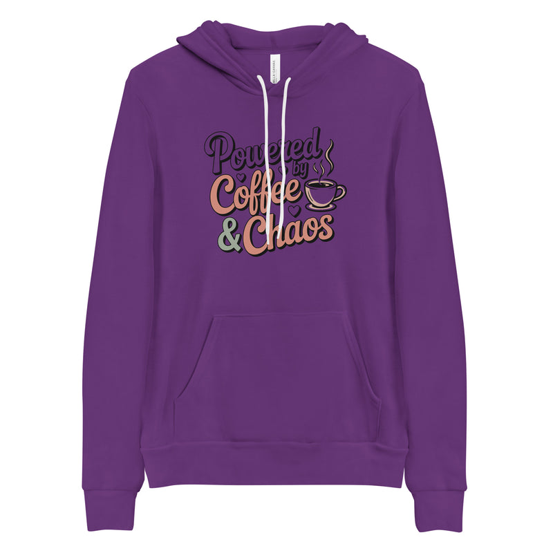 Powered By Coffee And Chaos Hoodie | Funny Coffee Life Sweatshirt