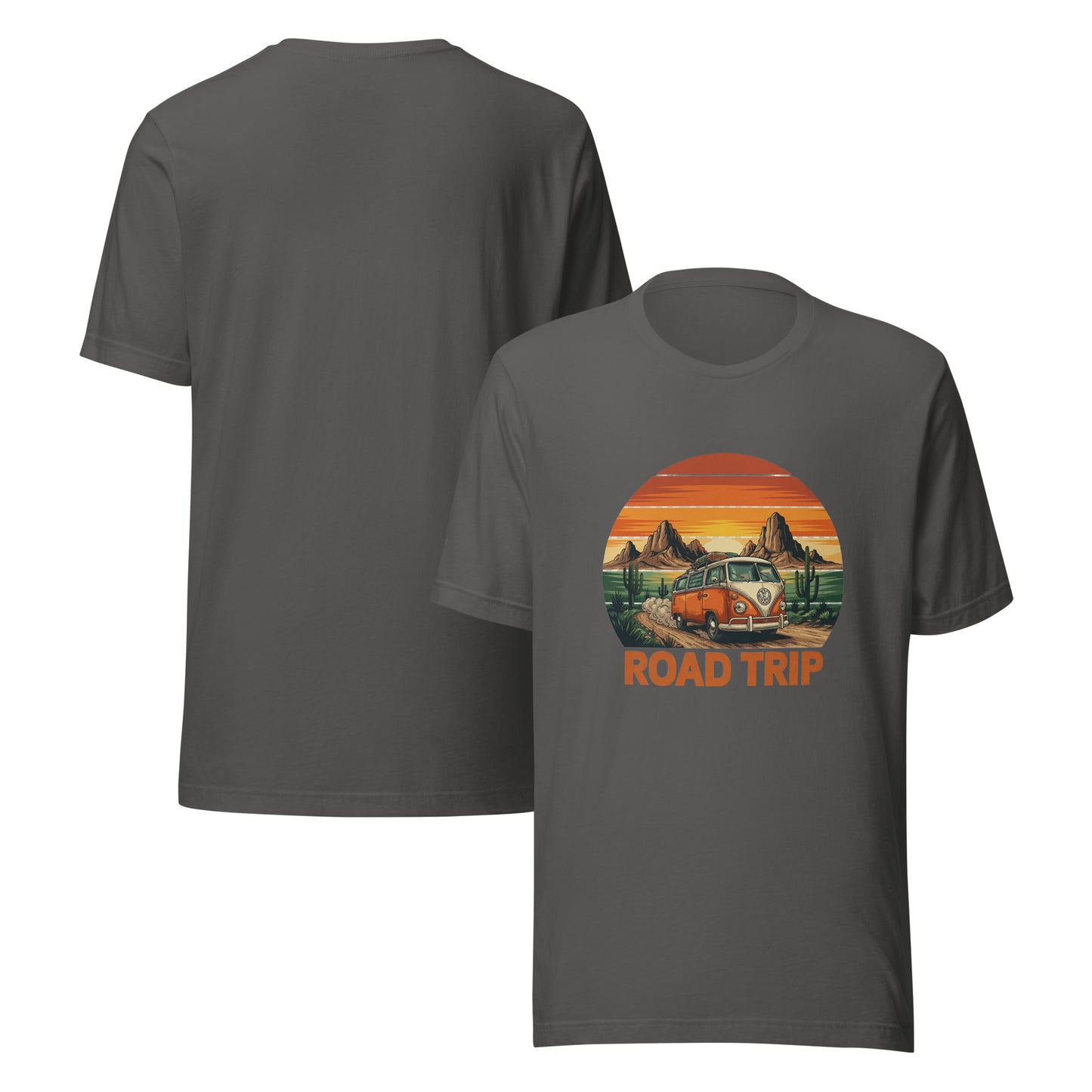 Unisex graphic cotton tee with Road Trip design, adventure shirt for travelers and road warriors