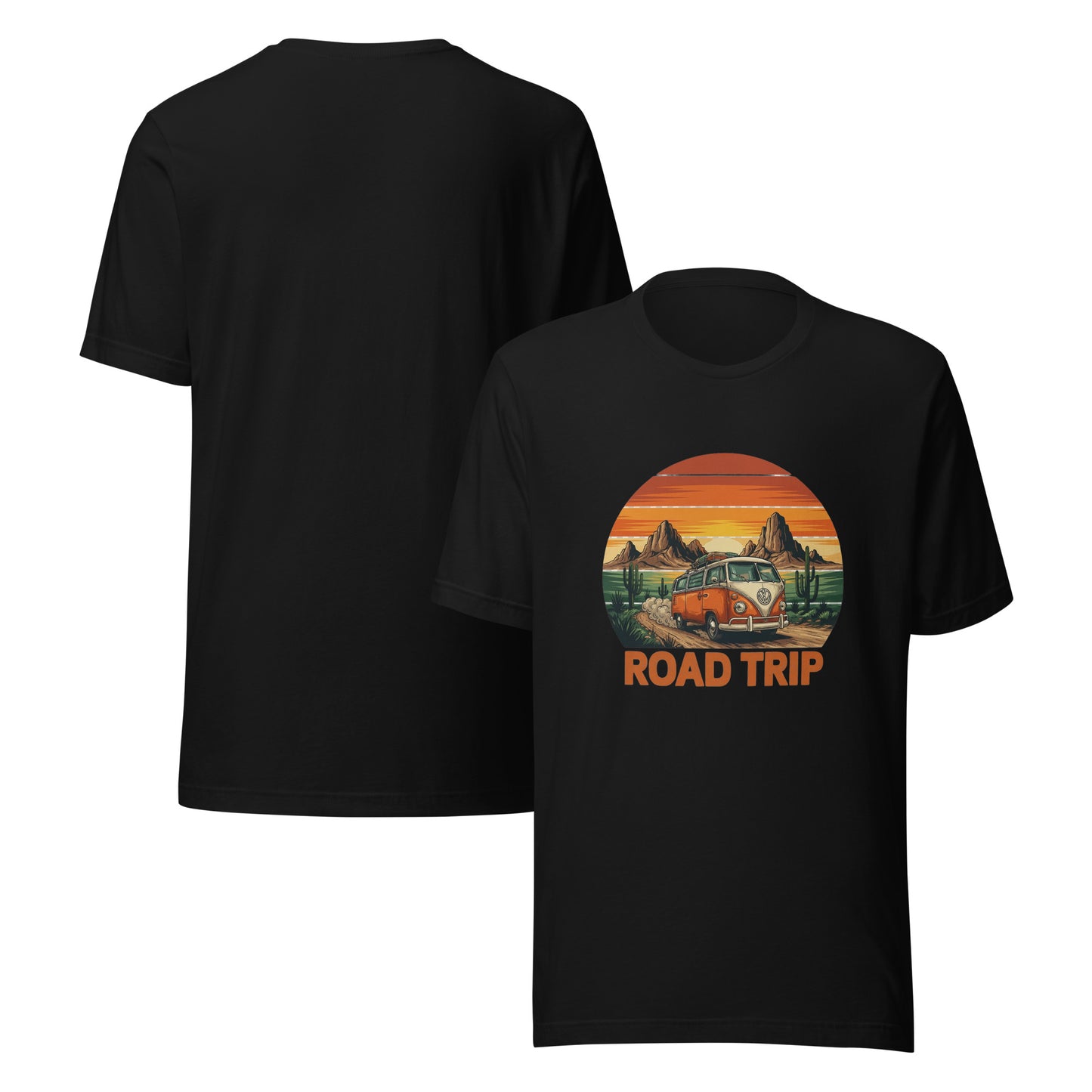 Unisex graphic cotton tee with Road Trip design, adventure shirt for travelers and road warriors