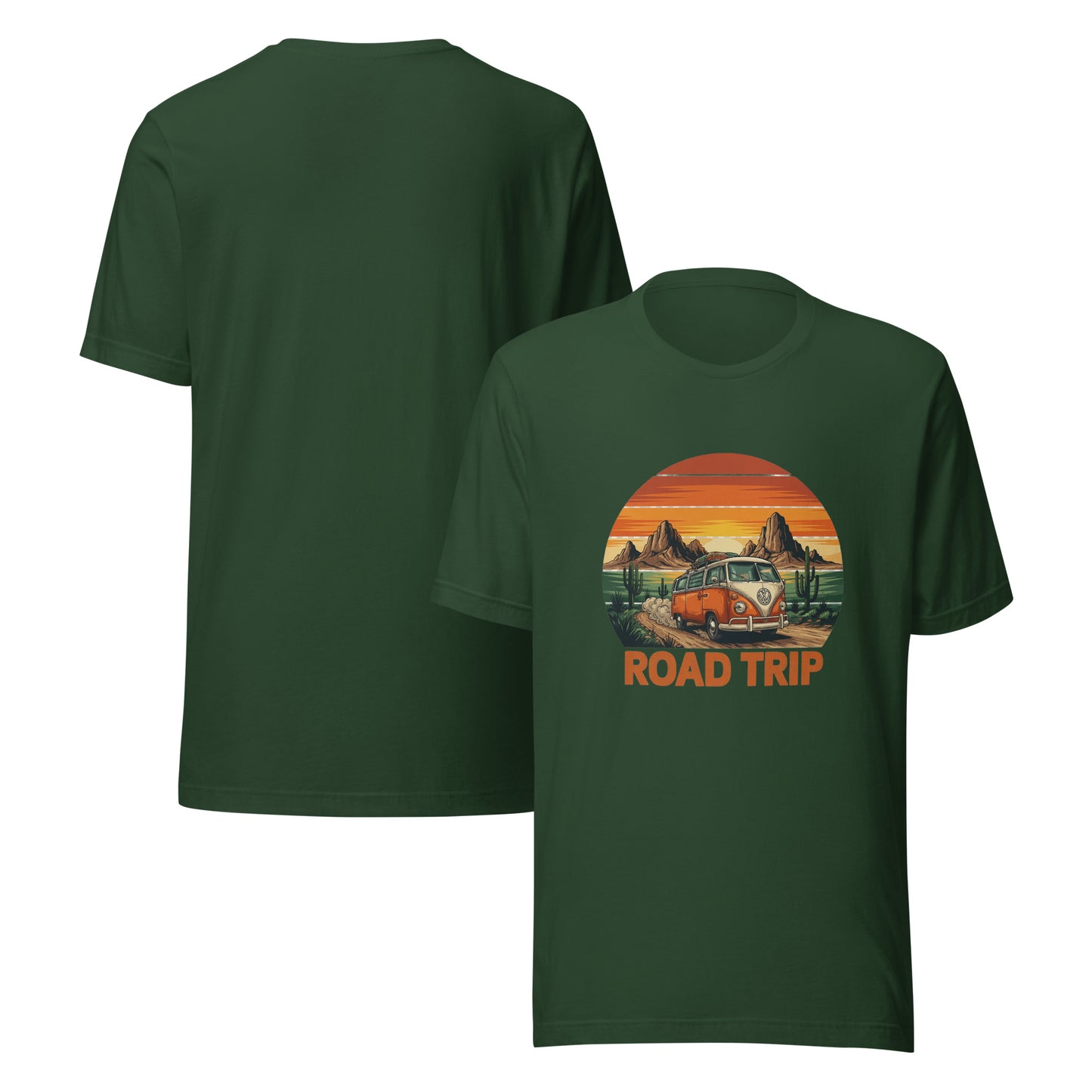 Unisex graphic cotton tee with Road Trip design, adventure shirt for travelers and road warriors