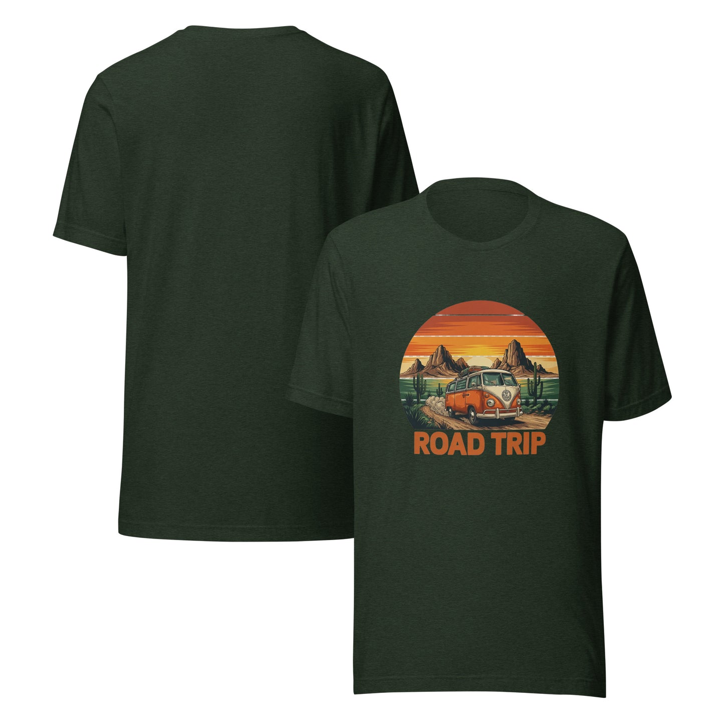 Unisex graphic cotton tee with Road Trip design, adventure shirt for travelers and road warriors