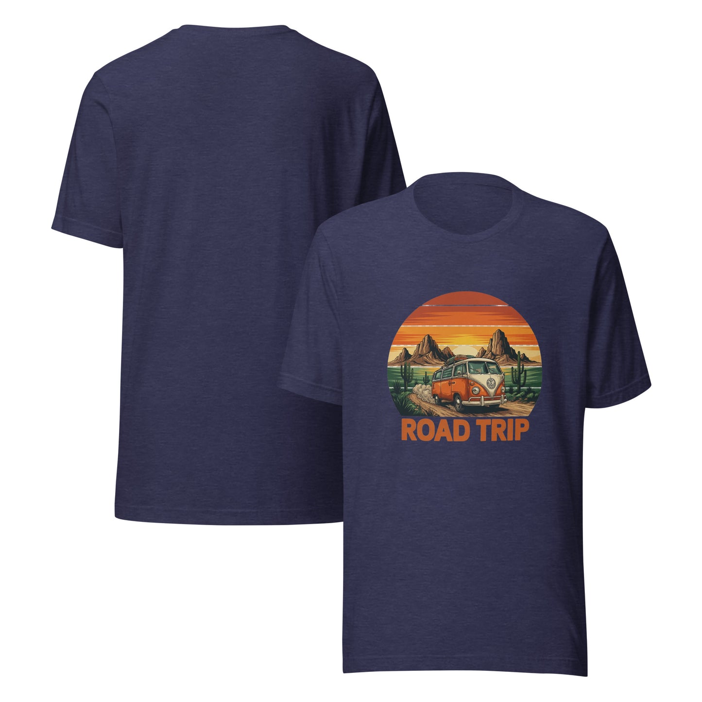 Unisex graphic cotton tee with Road Trip design, adventure shirt for travelers and road warriors
