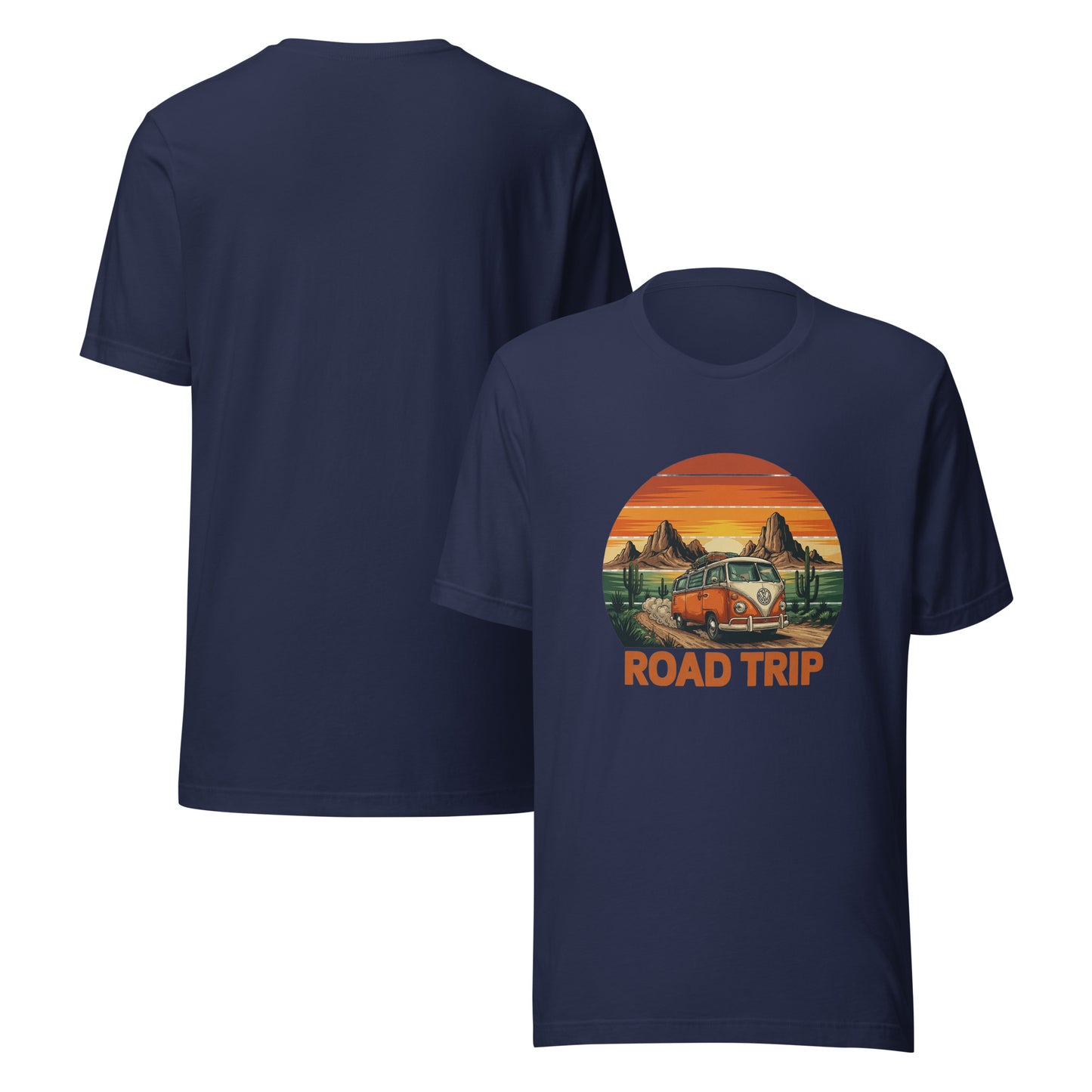 Unisex graphic cotton tee with Road Trip design, adventure shirt for travelers and road warriors