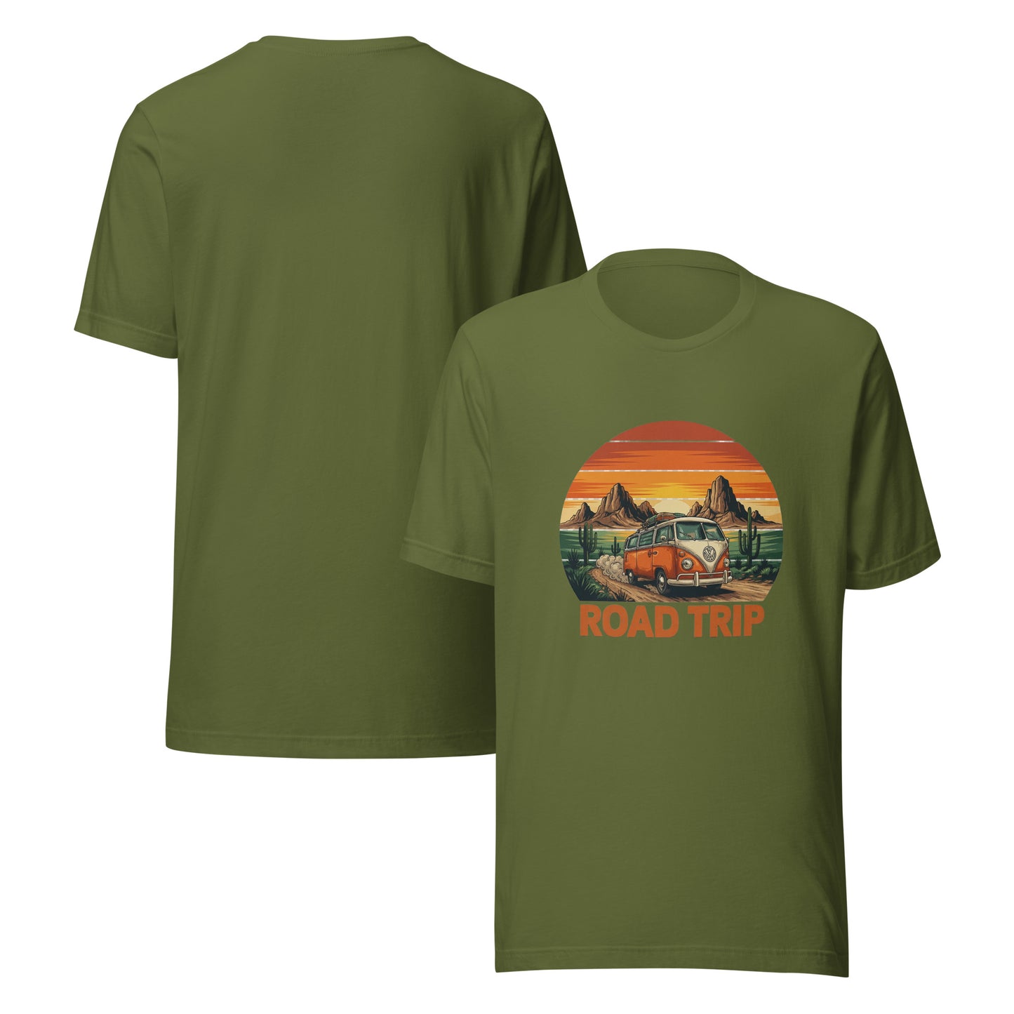 Unisex graphic cotton tee with Road Trip design, adventure shirt for travelers and road warriors