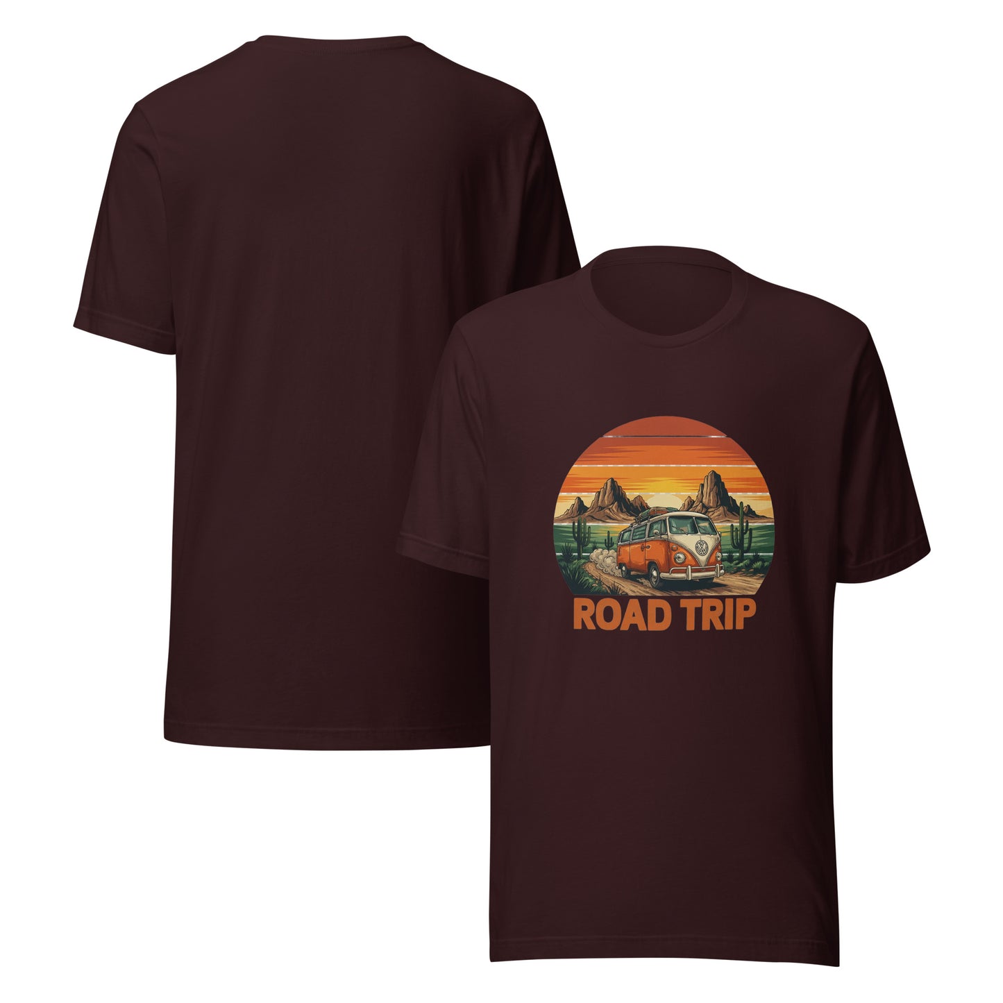 Unisex graphic cotton tee with Road Trip design, adventure shirt for travelers and road warriors