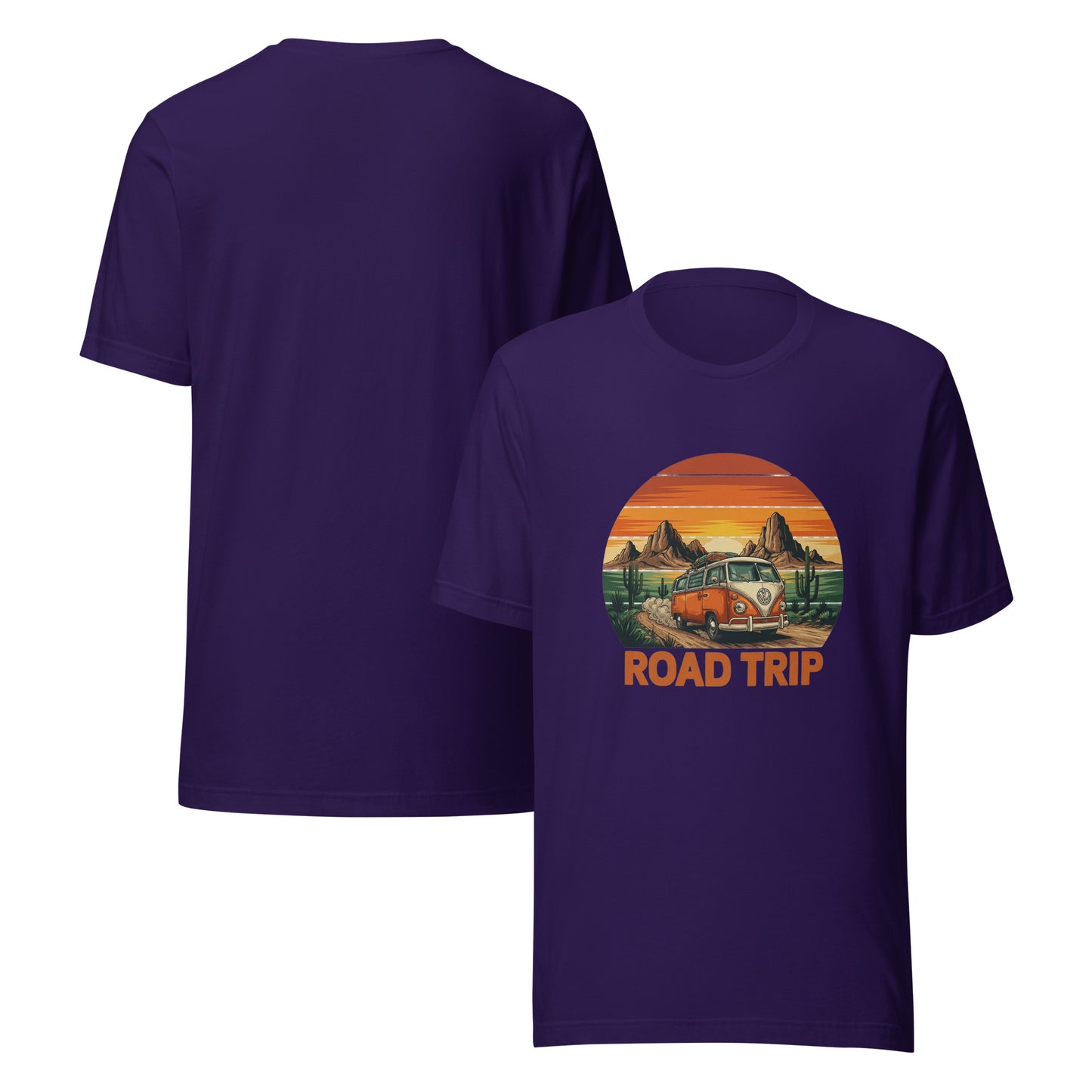 Unisex graphic cotton tee with Road Trip design, adventure shirt for travelers and road warriors