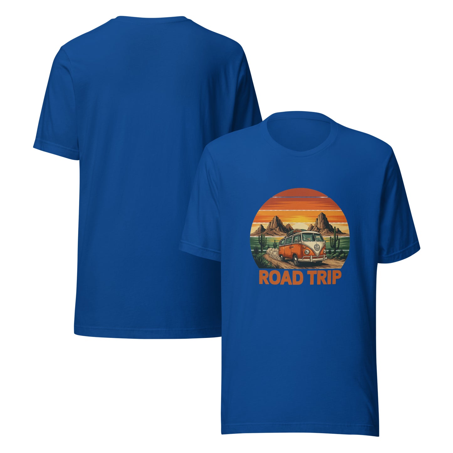 Unisex graphic cotton tee with Road Trip design, adventure shirt for travelers and road warriors