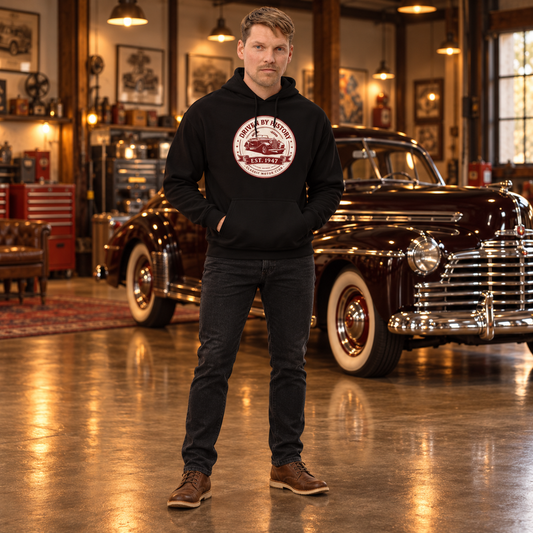 Vintage Classic Car Hoodie | Driven by History Retro Automobile Unisex Hoodie | Classic Car Lover Gift