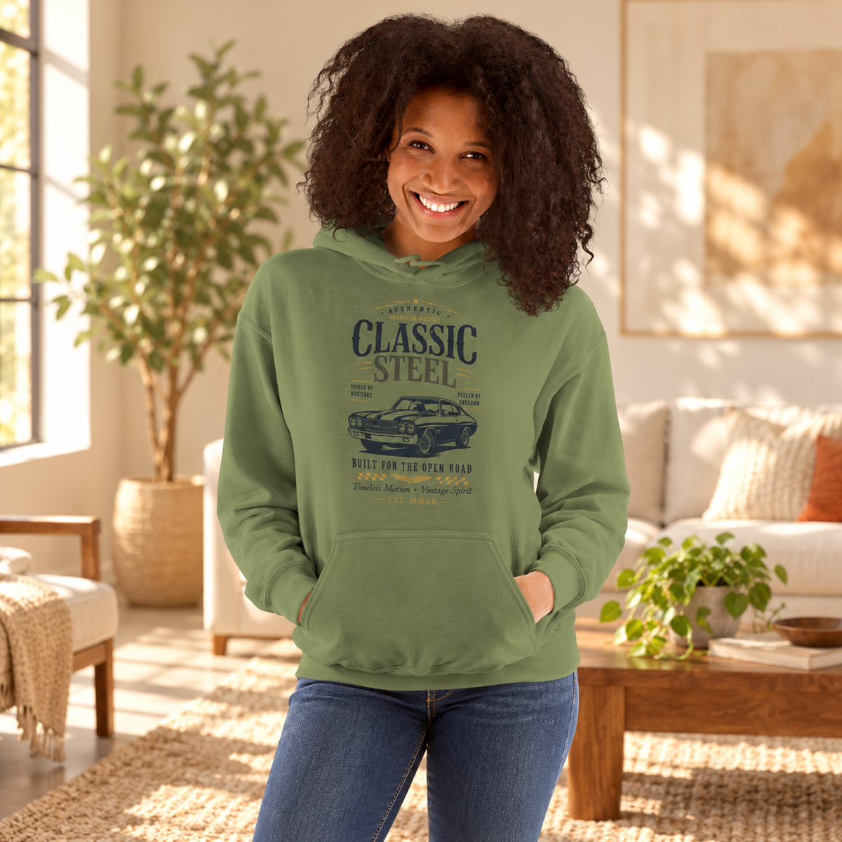 Vintage Muscle Car Hoodie | Classic Steel Retro Car Unisex Hoodie | Classic Car Lover Gift